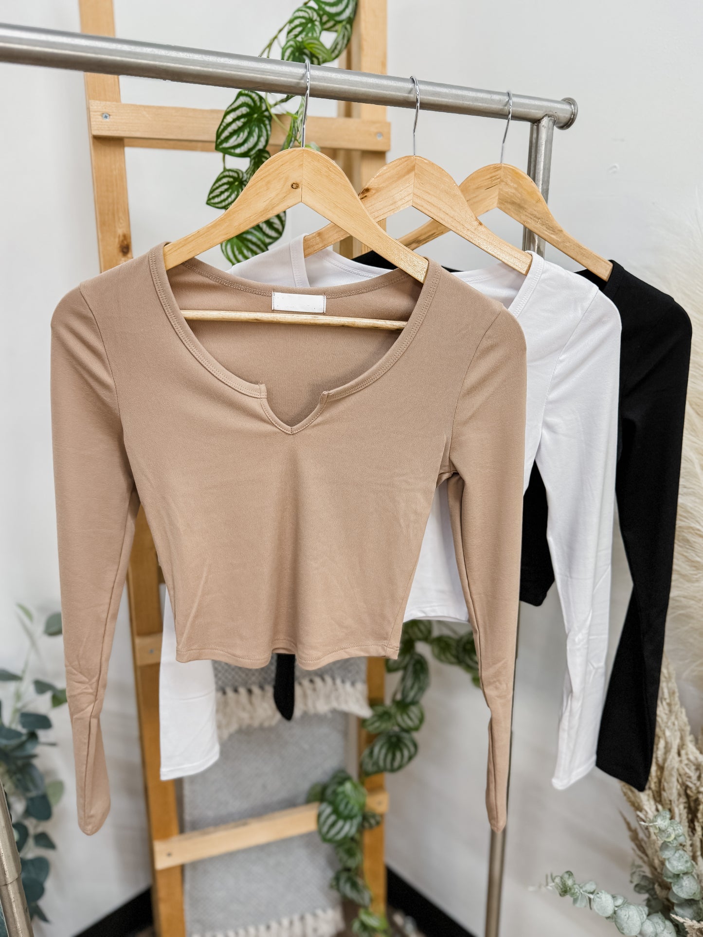 Nancy Dip Front Long Sleeve Top