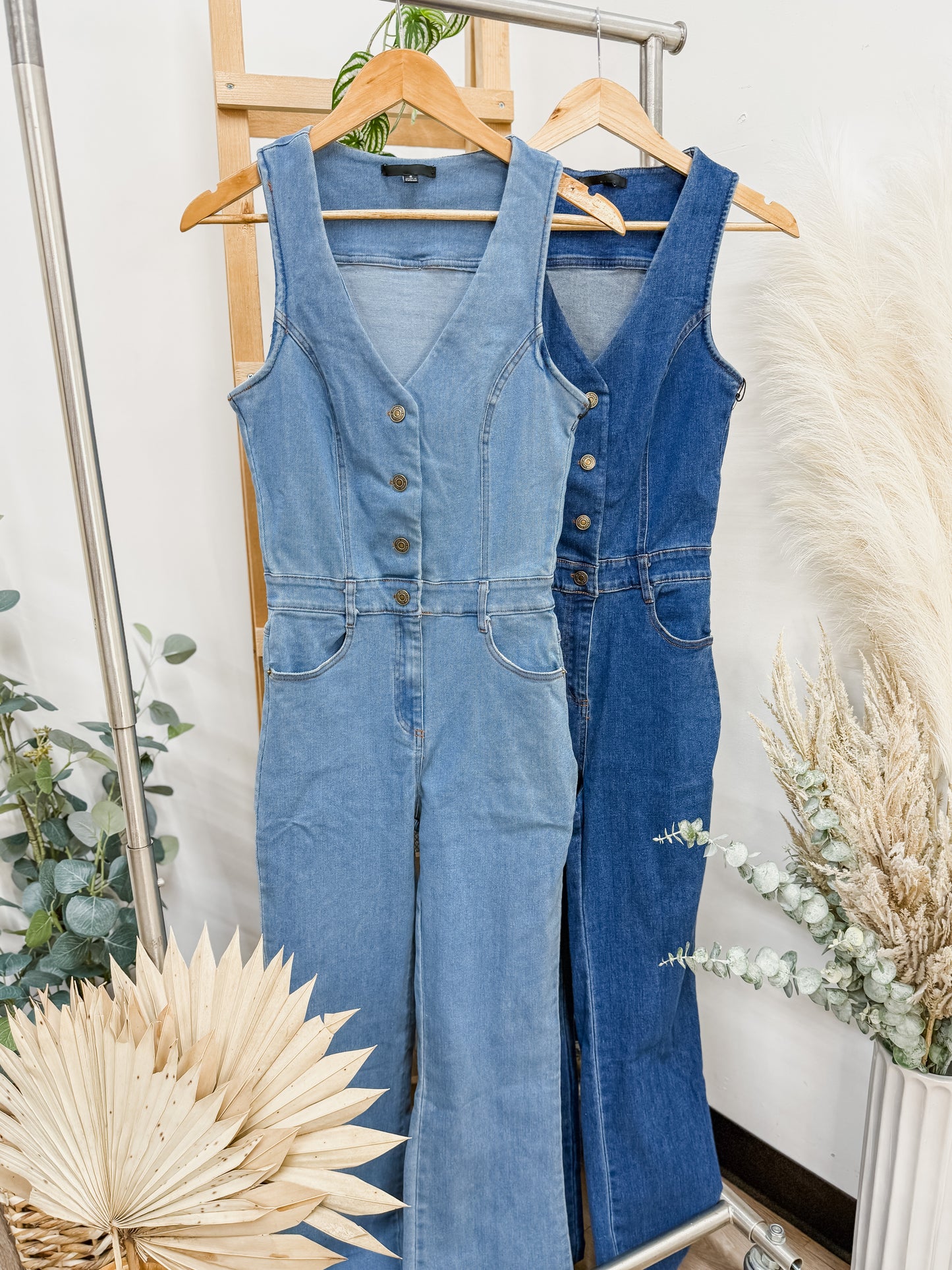 Graciela Button Front Denim Jumpsuit