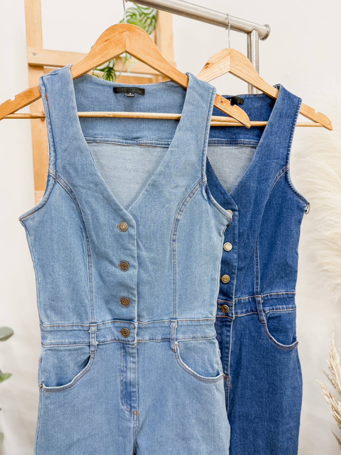 Graciela Button Front Denim Jumpsuit