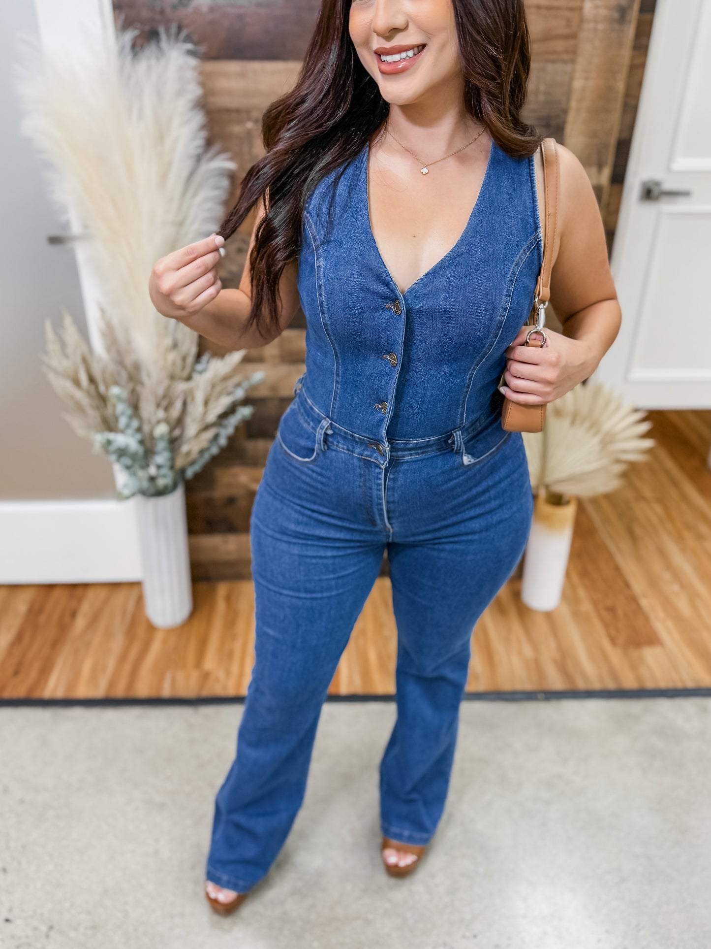 Graciela Button Front Denim Jumpsuit