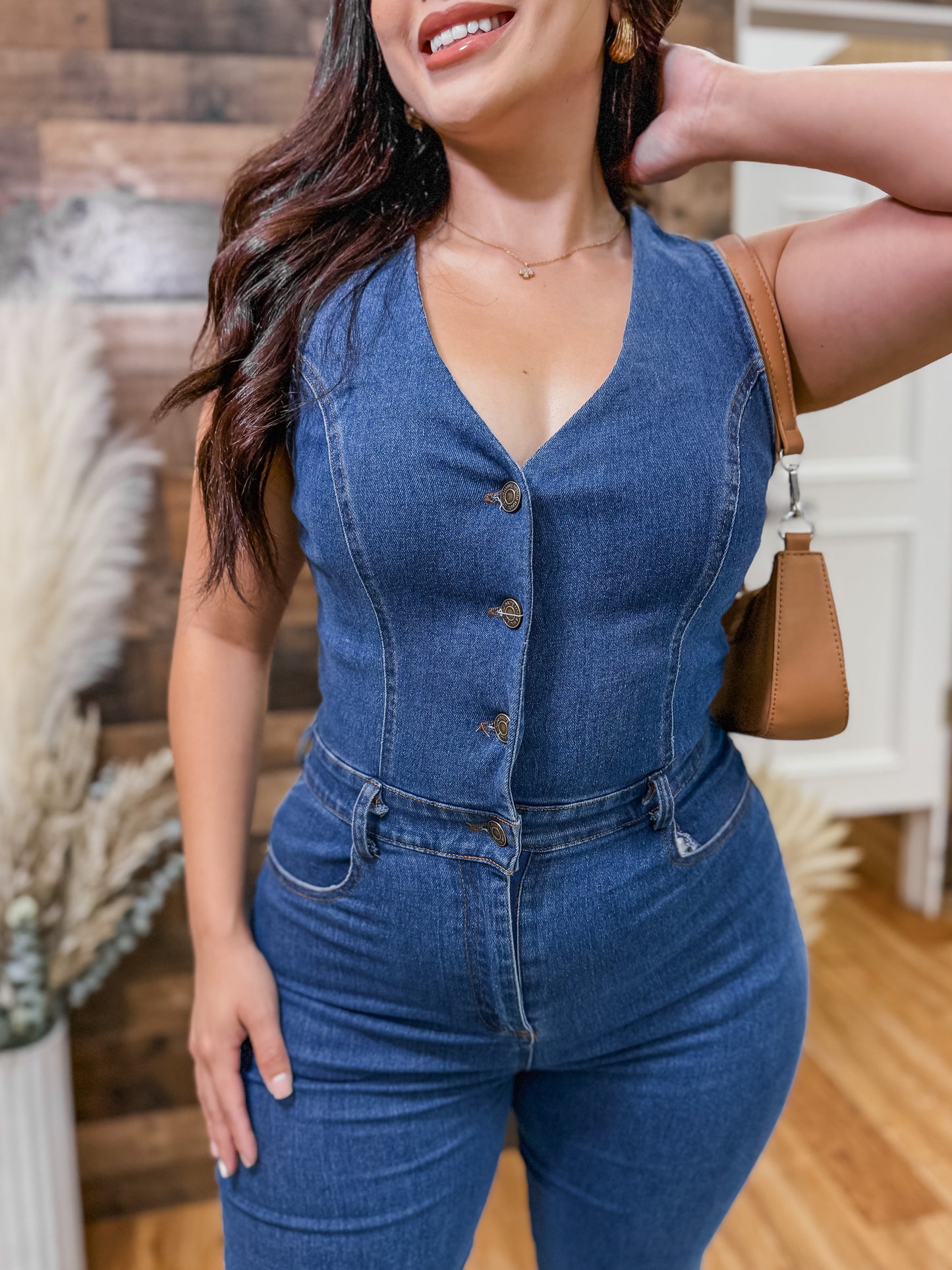 Graciela Button Front Denim Jumpsuit