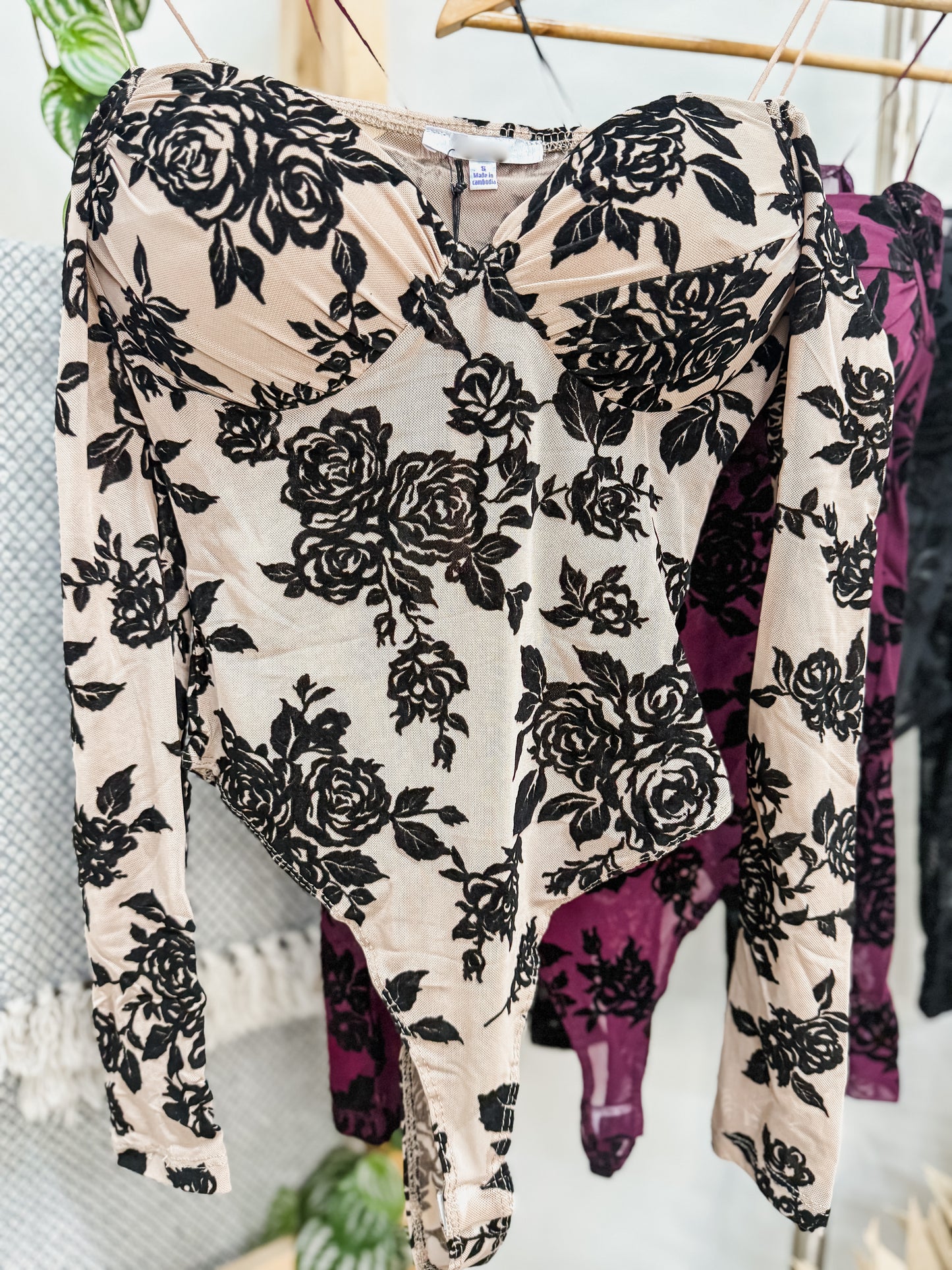 Rosa Burnout Off the Shoulder Bodysuit