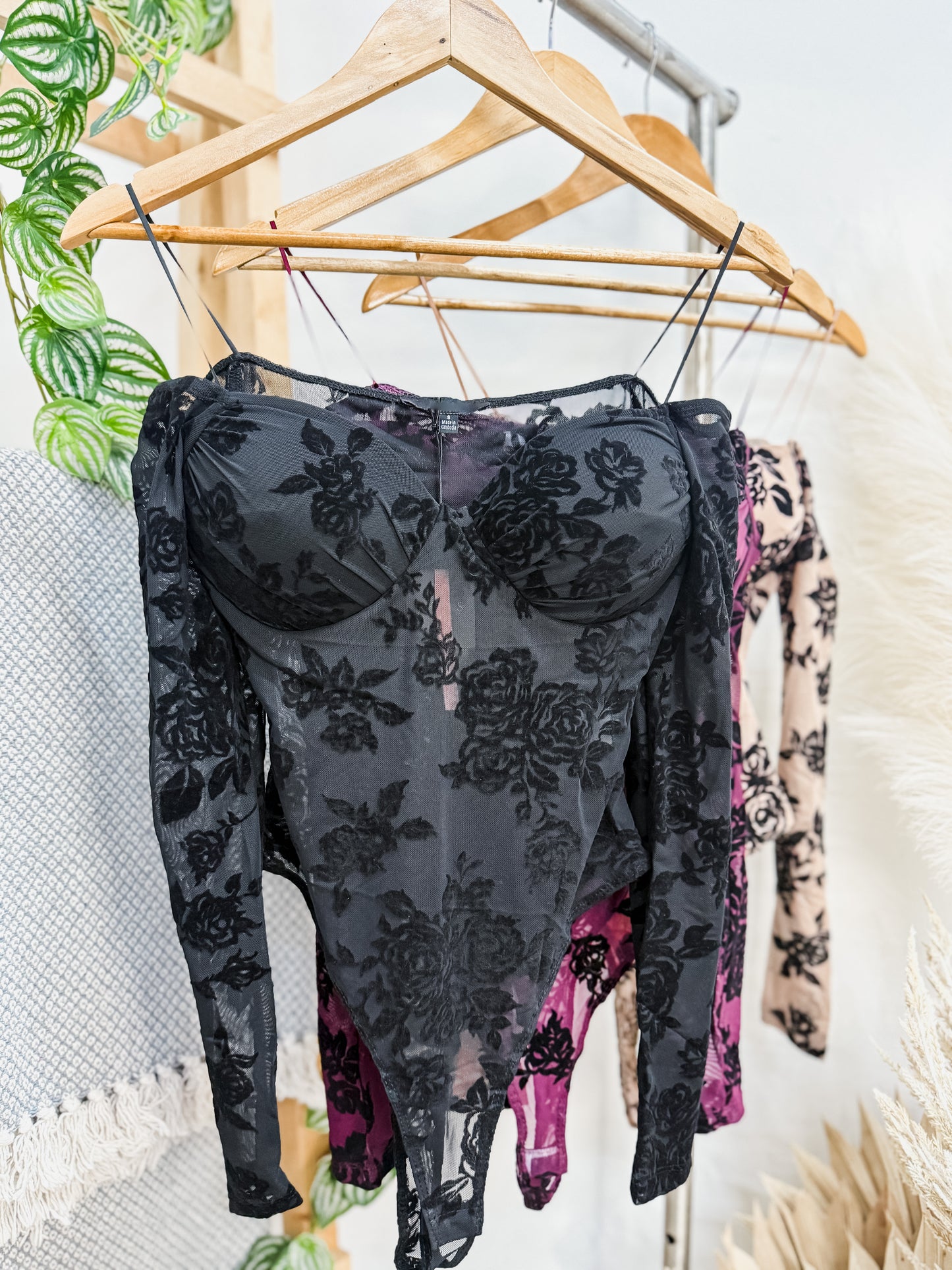 Rosa Burnout Off the Shoulder Bodysuit