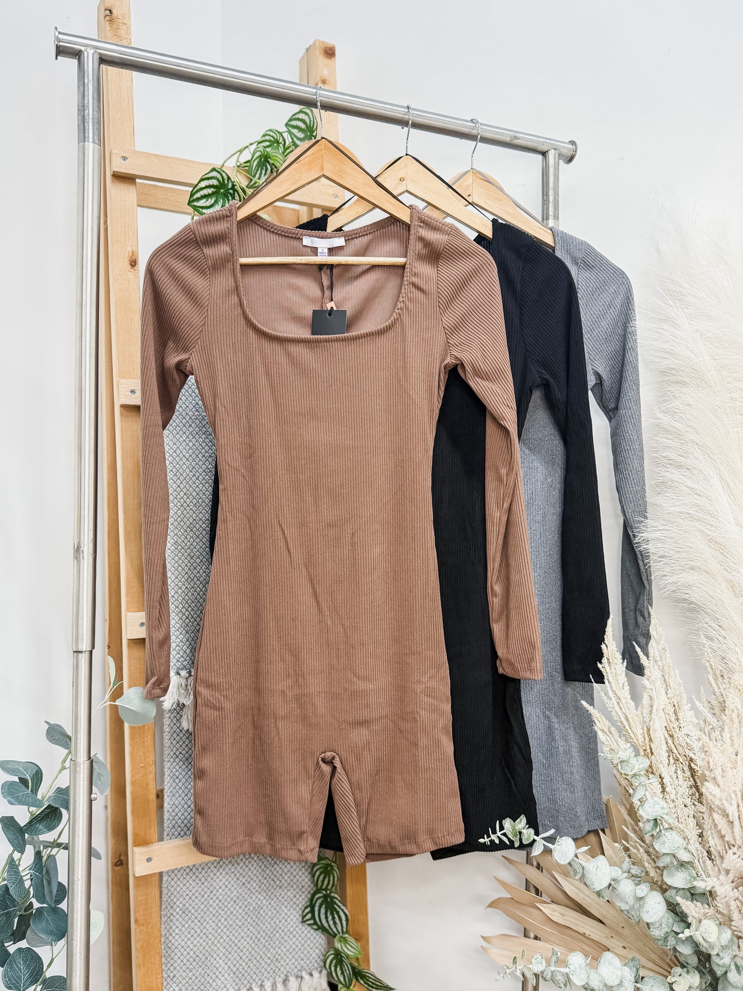 Evalyn Square Neck Long Sleeve Romper