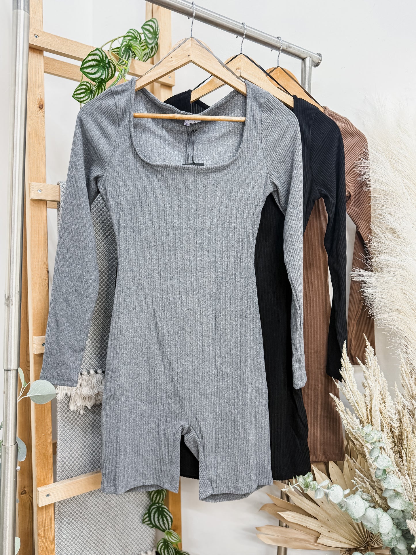 Evalyn Square Neck Long Sleeve Romper