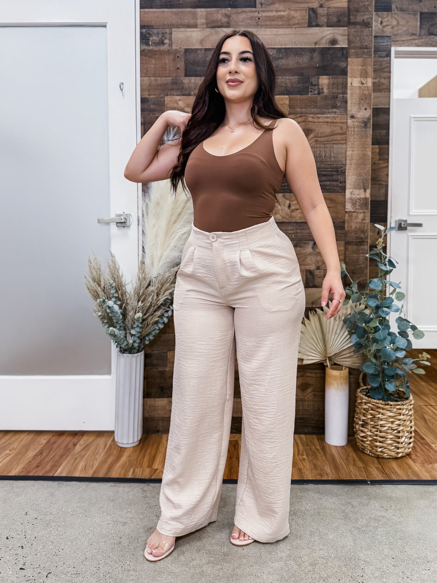 Evelyn High Waisted Woven Trouser Pants