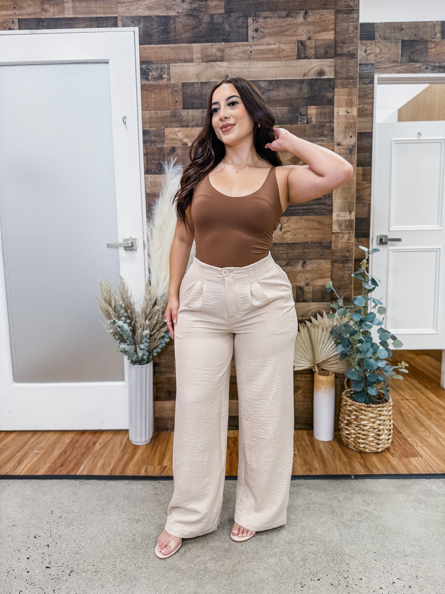 Evelyn High Waisted Woven Trouser Pants