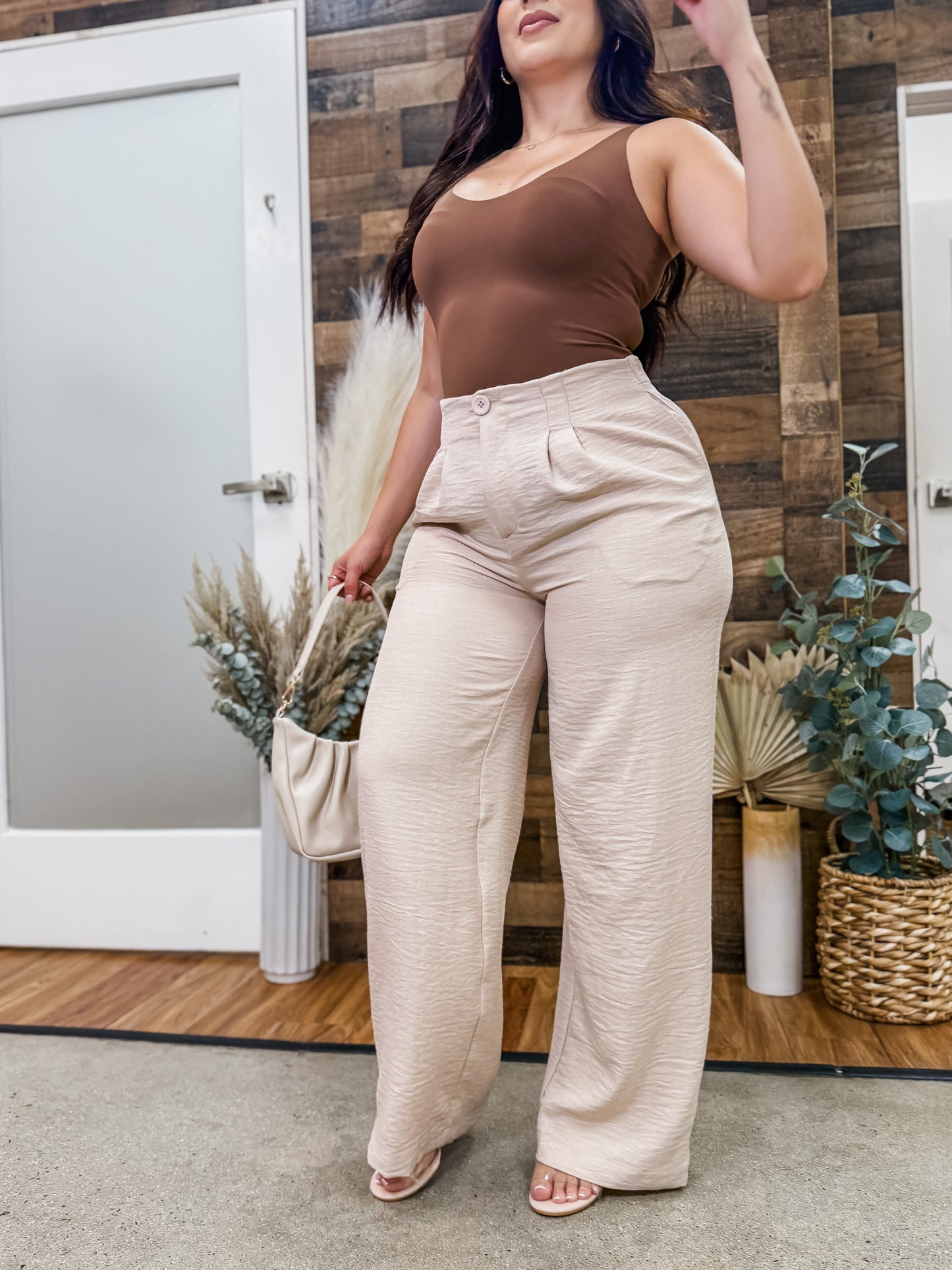 Evelyn High Waisted Woven Trouser Pants