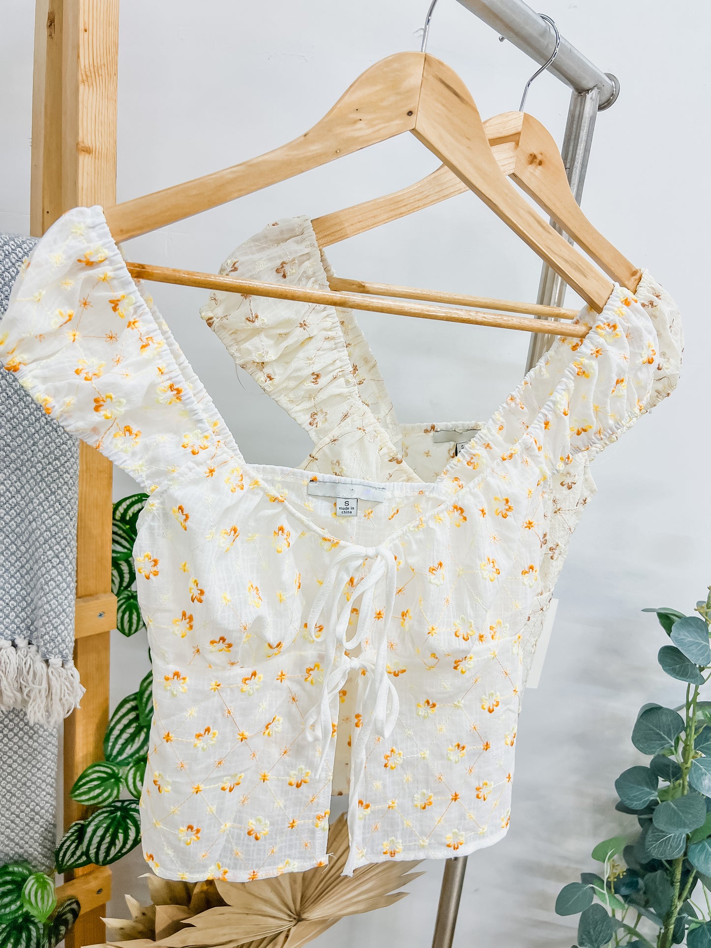 Elsa Dainty Stitched Flower Top