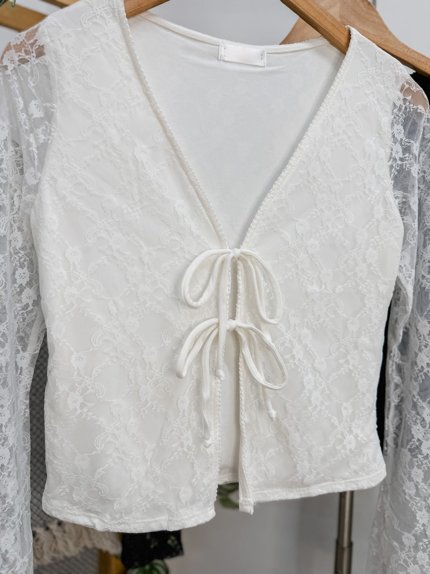 Everleigh Tie Front Lace Long Sleeve Top