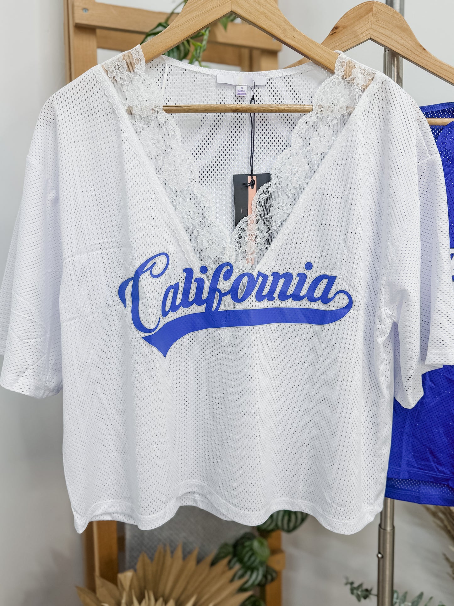 California Lace Trim Jersey Top