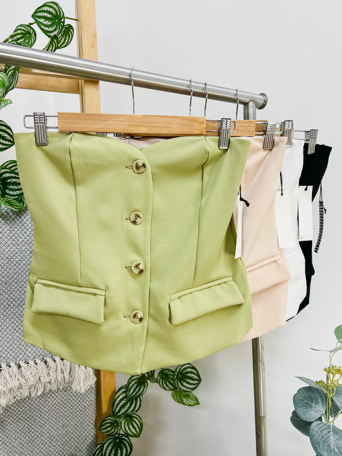 Anya Strapless Button Front Top