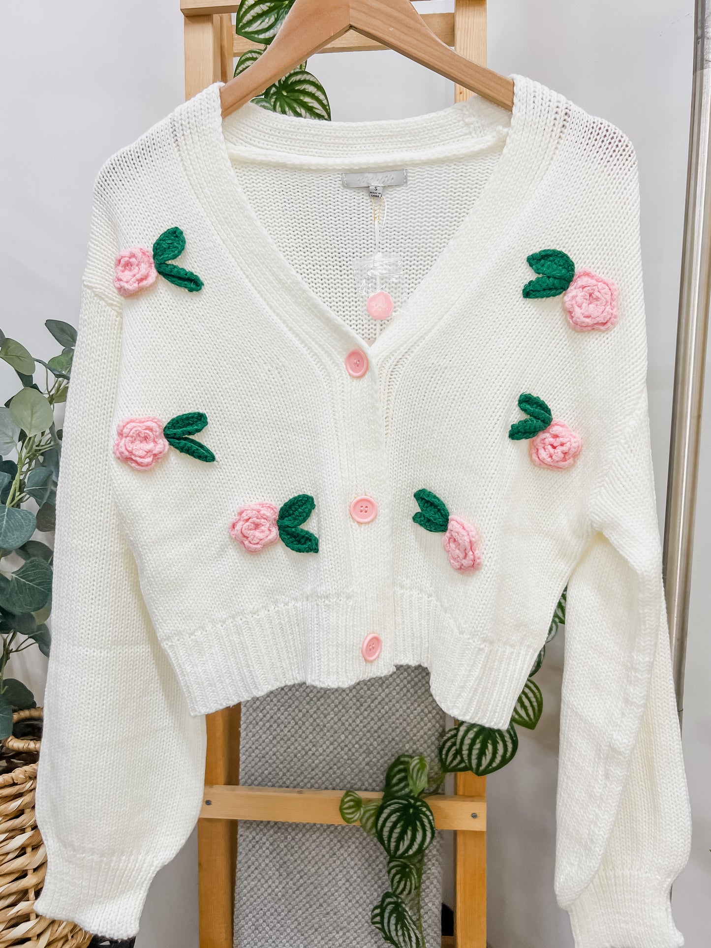 Rosalinda Dainty Flower Knit Cardigan