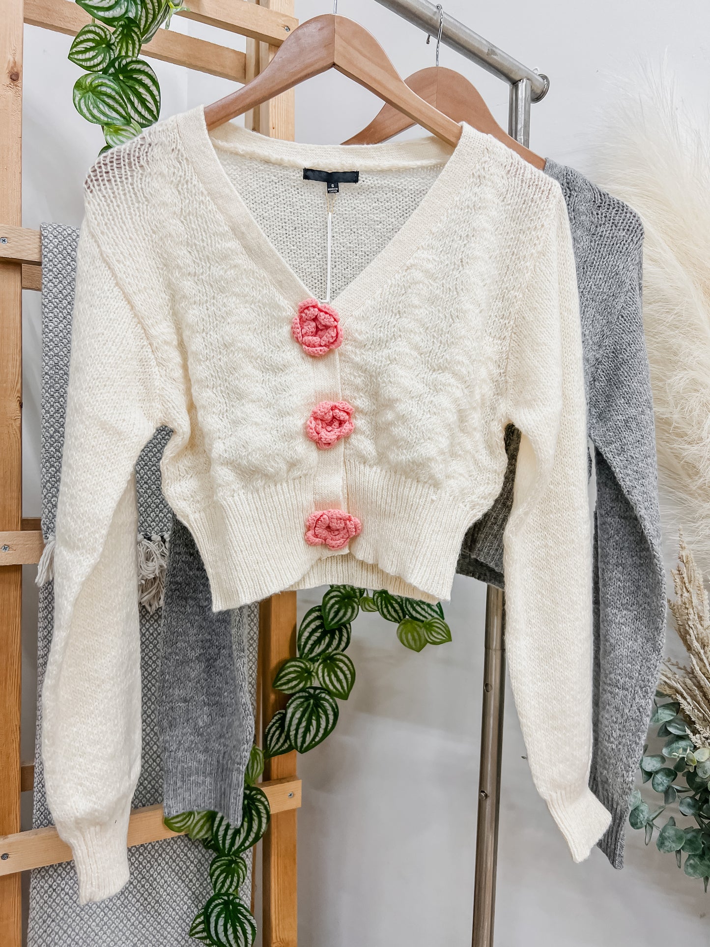 Isabella Crochet Knit Flower Cardigan