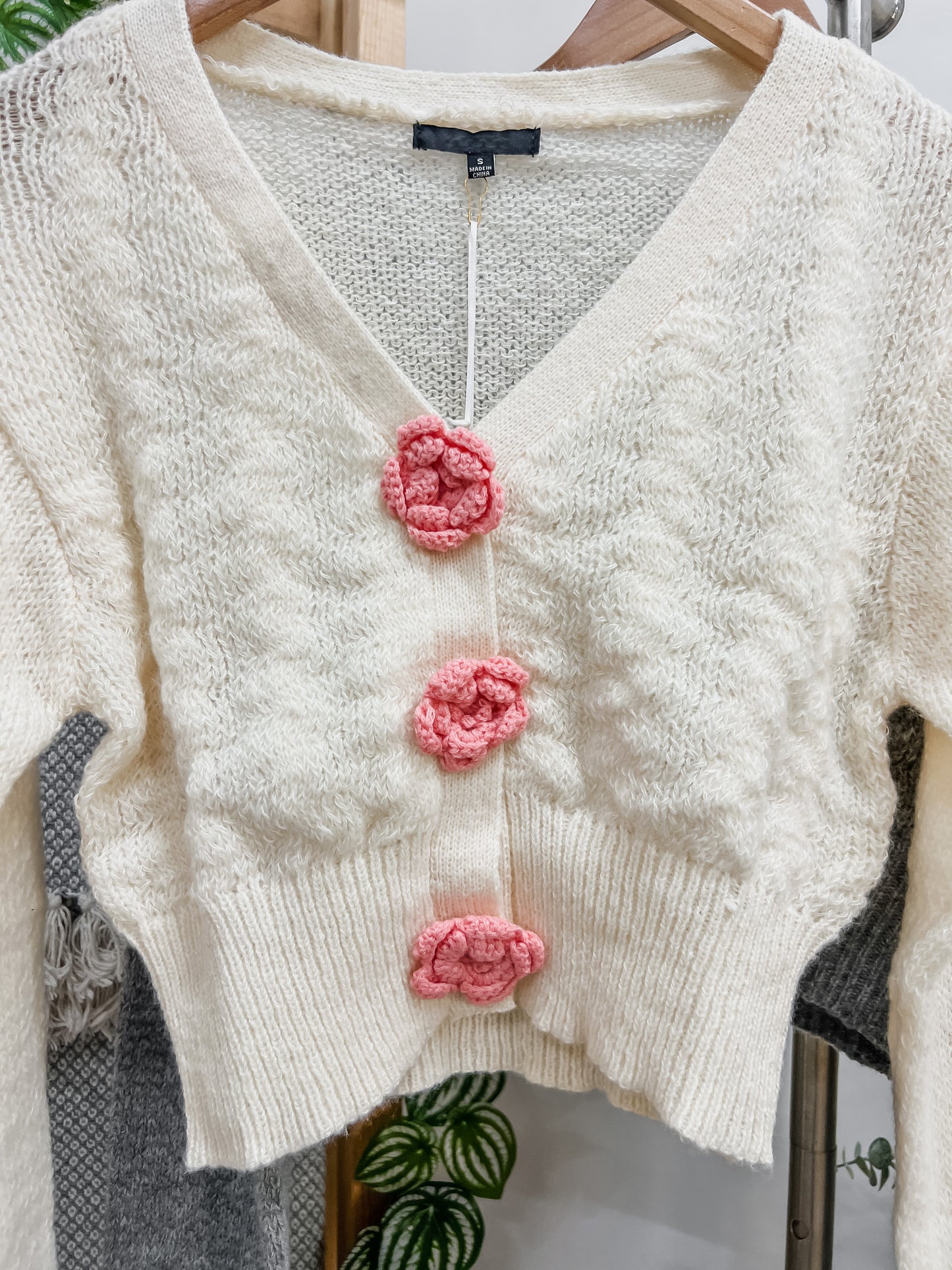 Isabella Crochet Knit Flower Cardigan