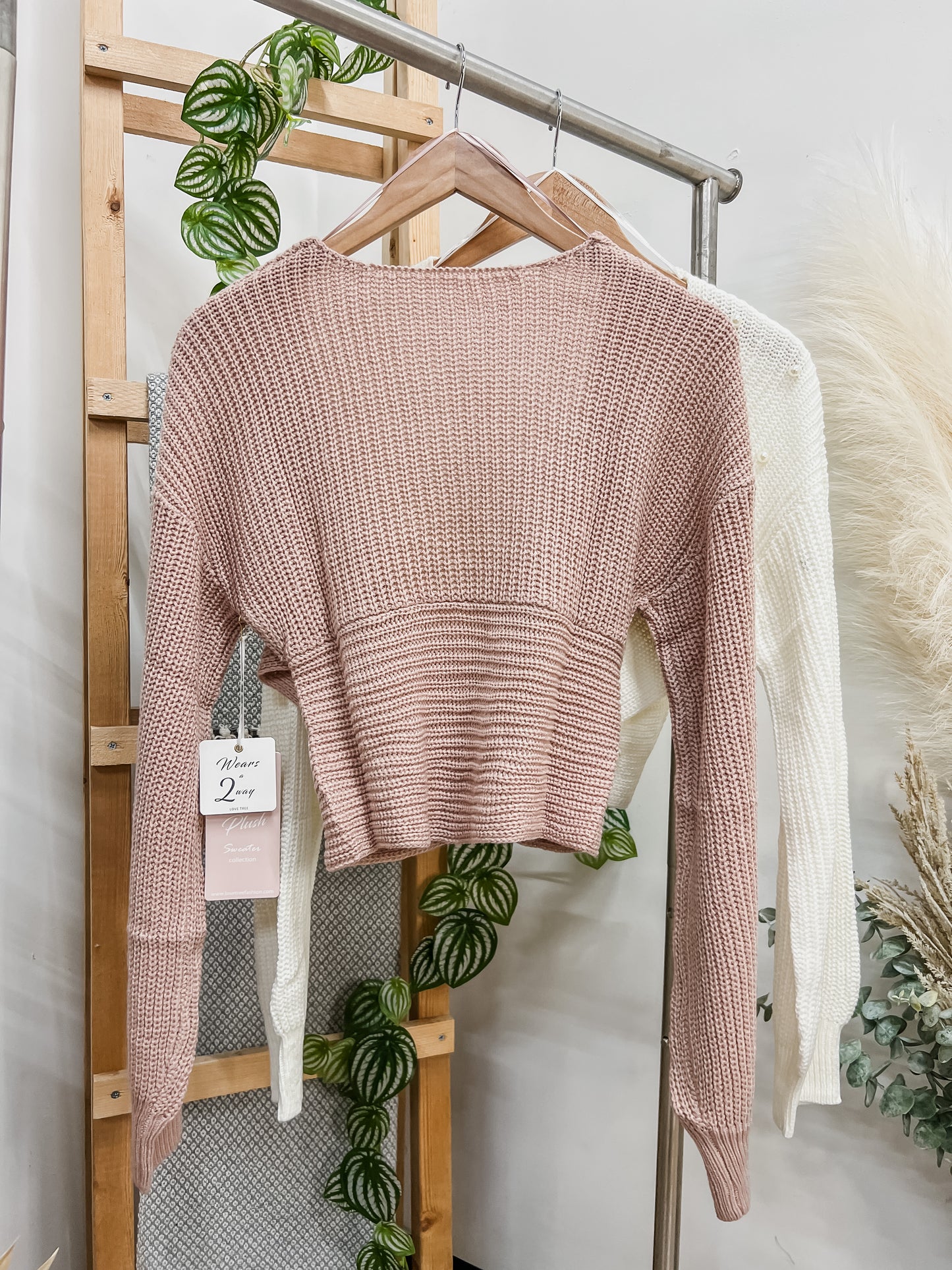 Arlette Pearl Cross Knit Sweater