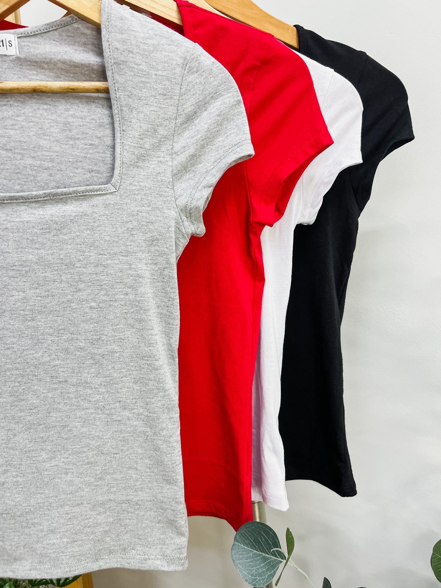 Ava Square Neck Basic Short Sleeve Top