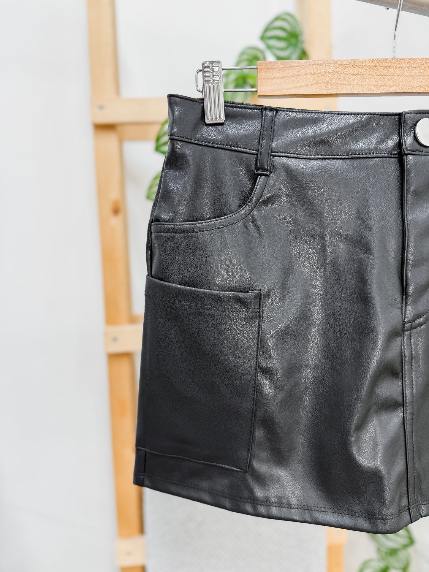Molly Leather Pockets Mini Skirt