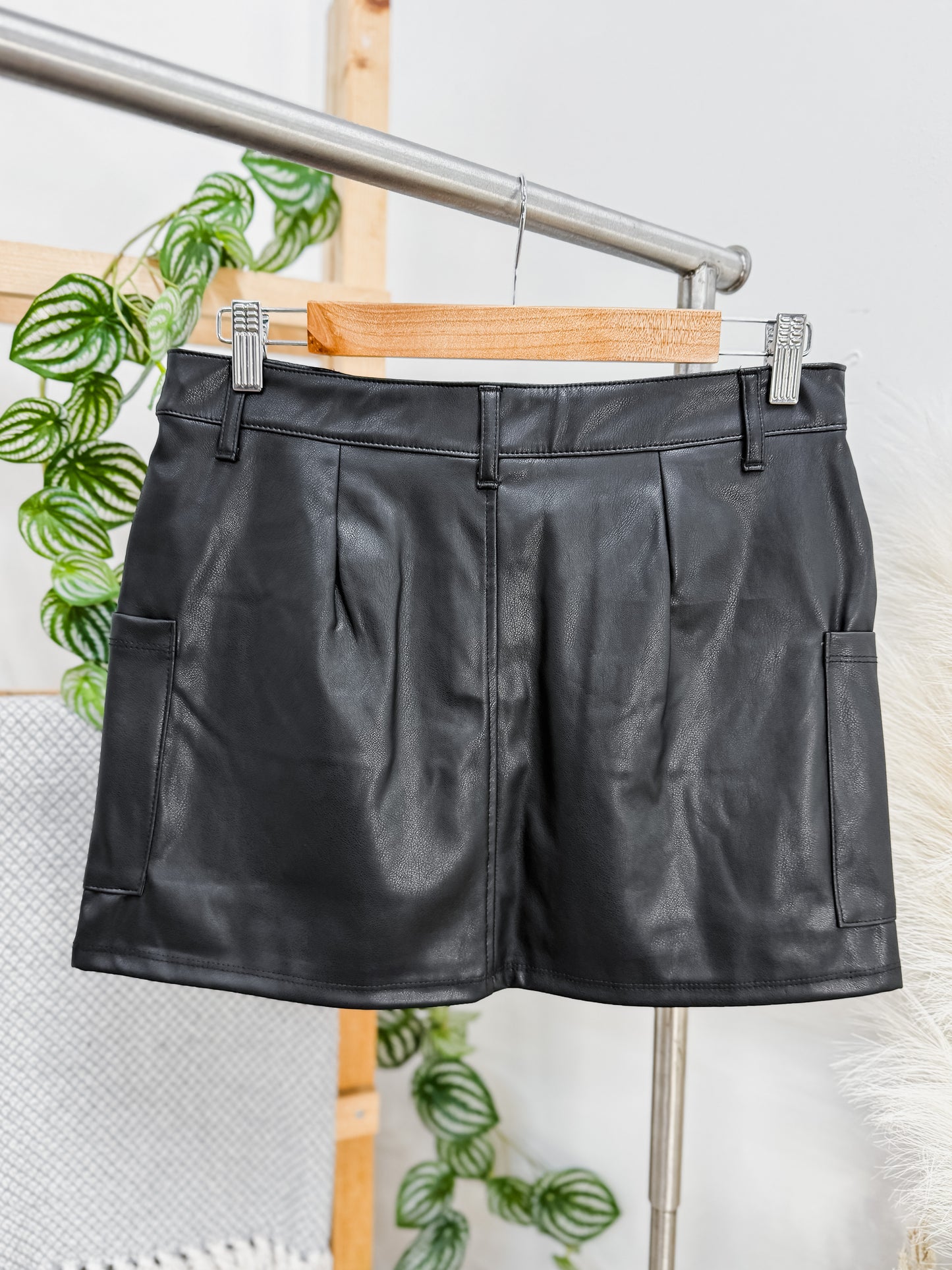 Molly Leather Pockets Mini Skirt