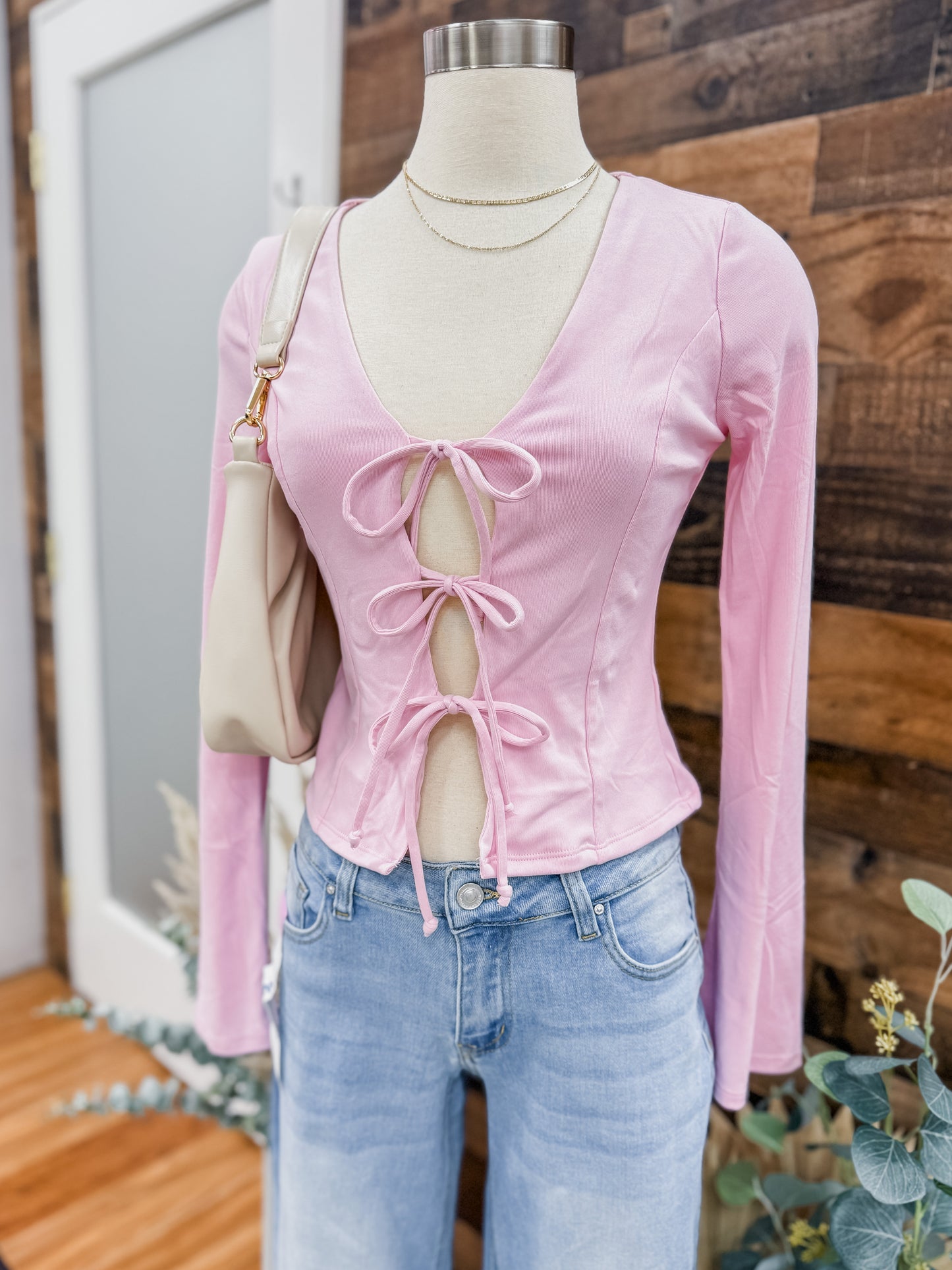 Kendall Tie Front Bell Sleeve Top