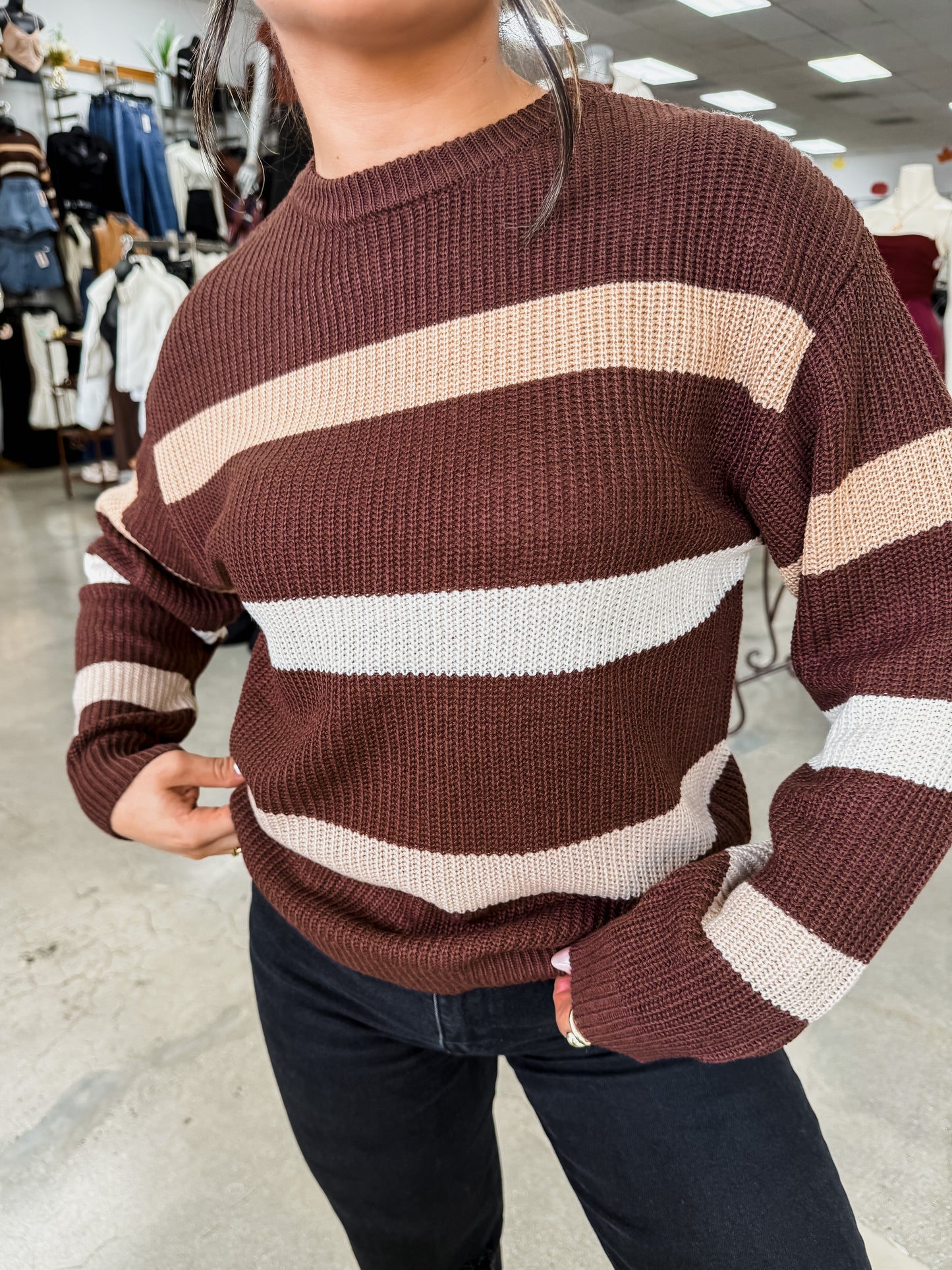 Cozy Knit Striped Sweater