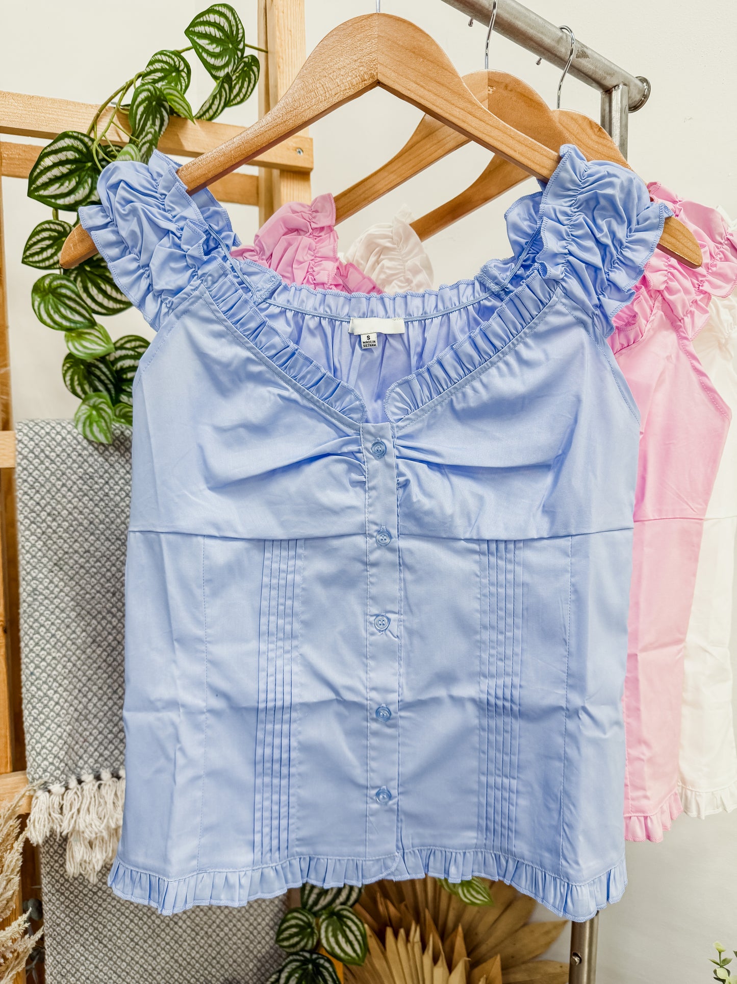 Janette Ruffle Trim Off Shoulder Top