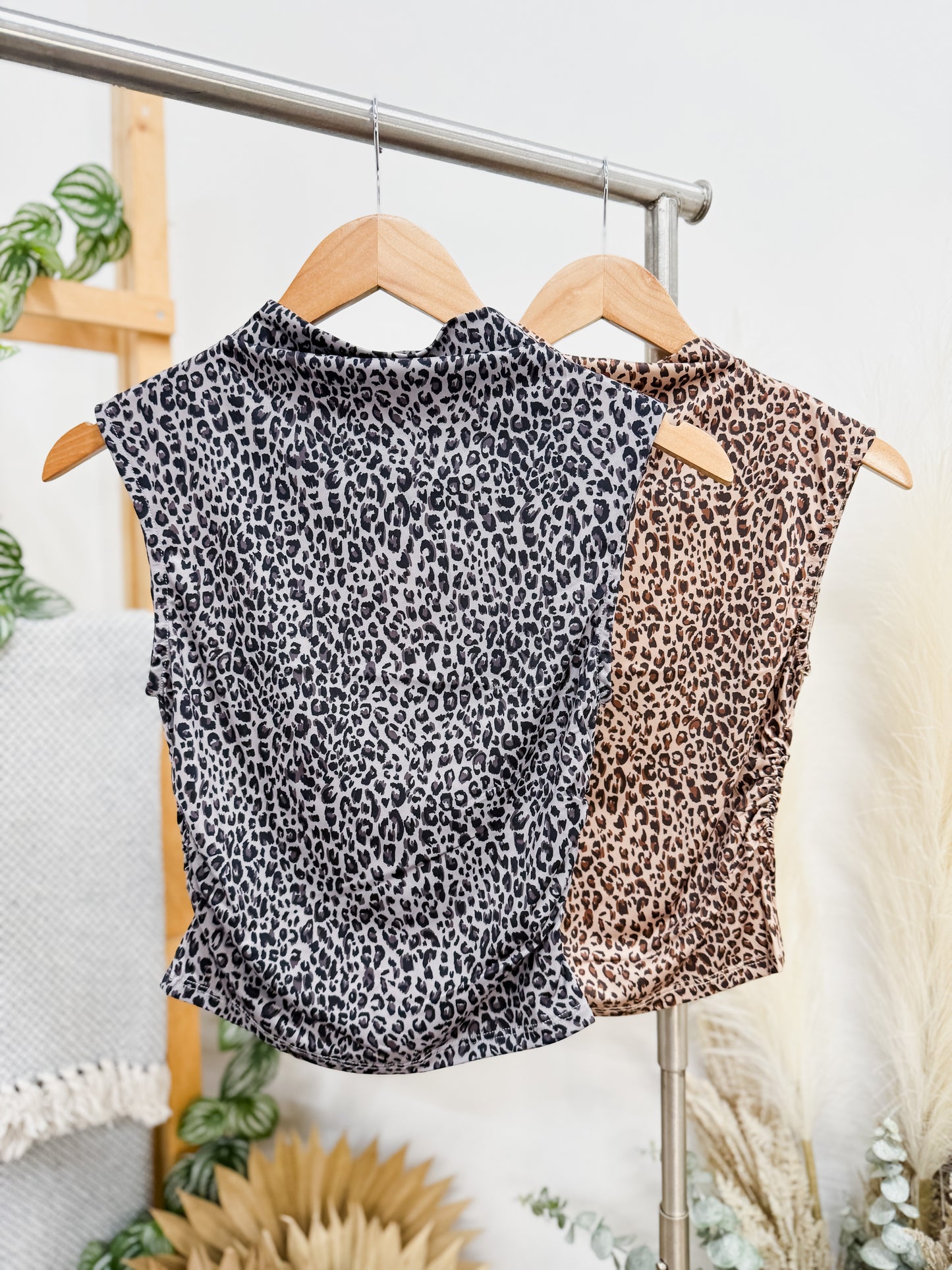 Naomi Leopard Mock Neck Top