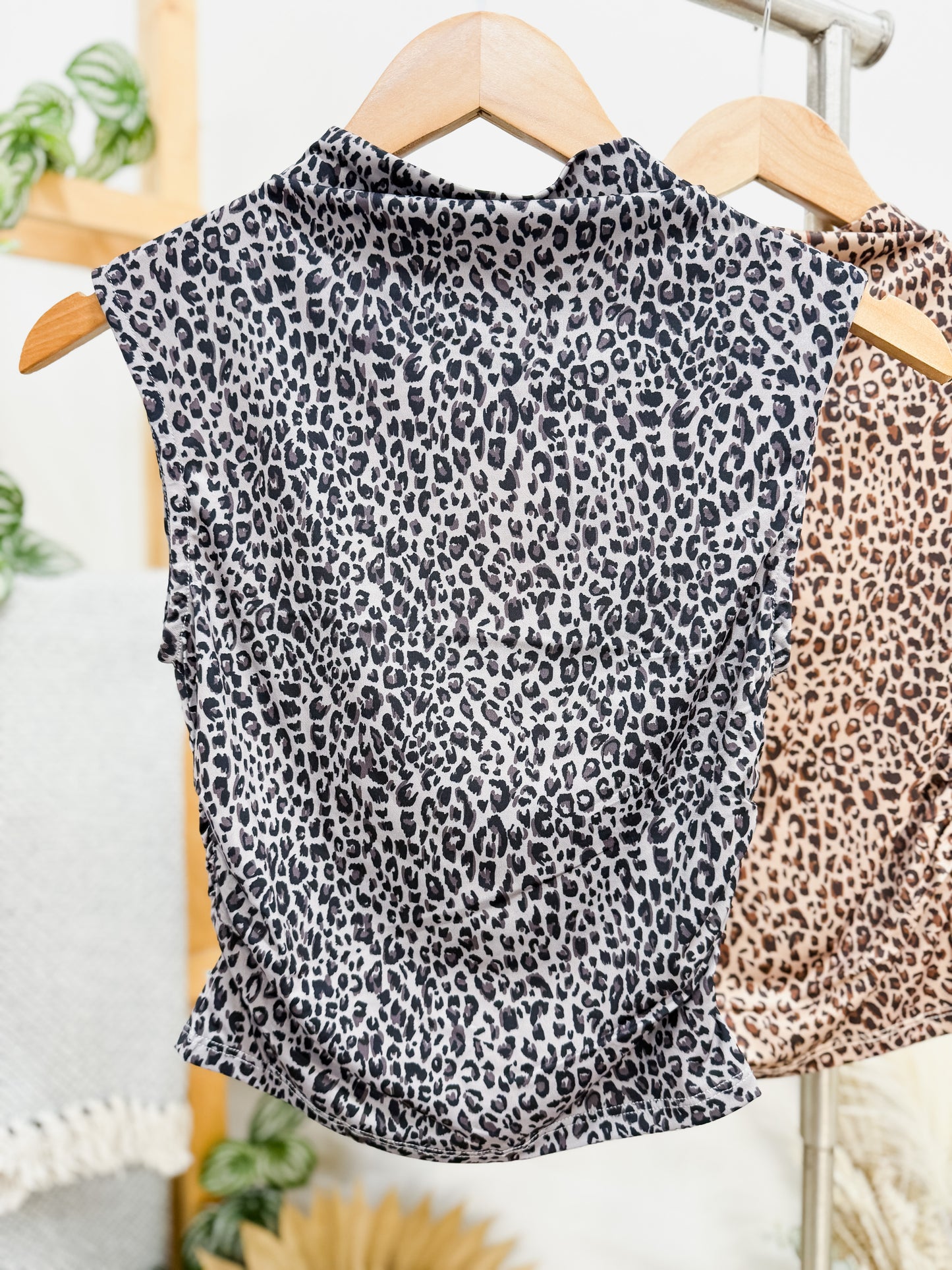 Naomi Leopard Mock Neck Top