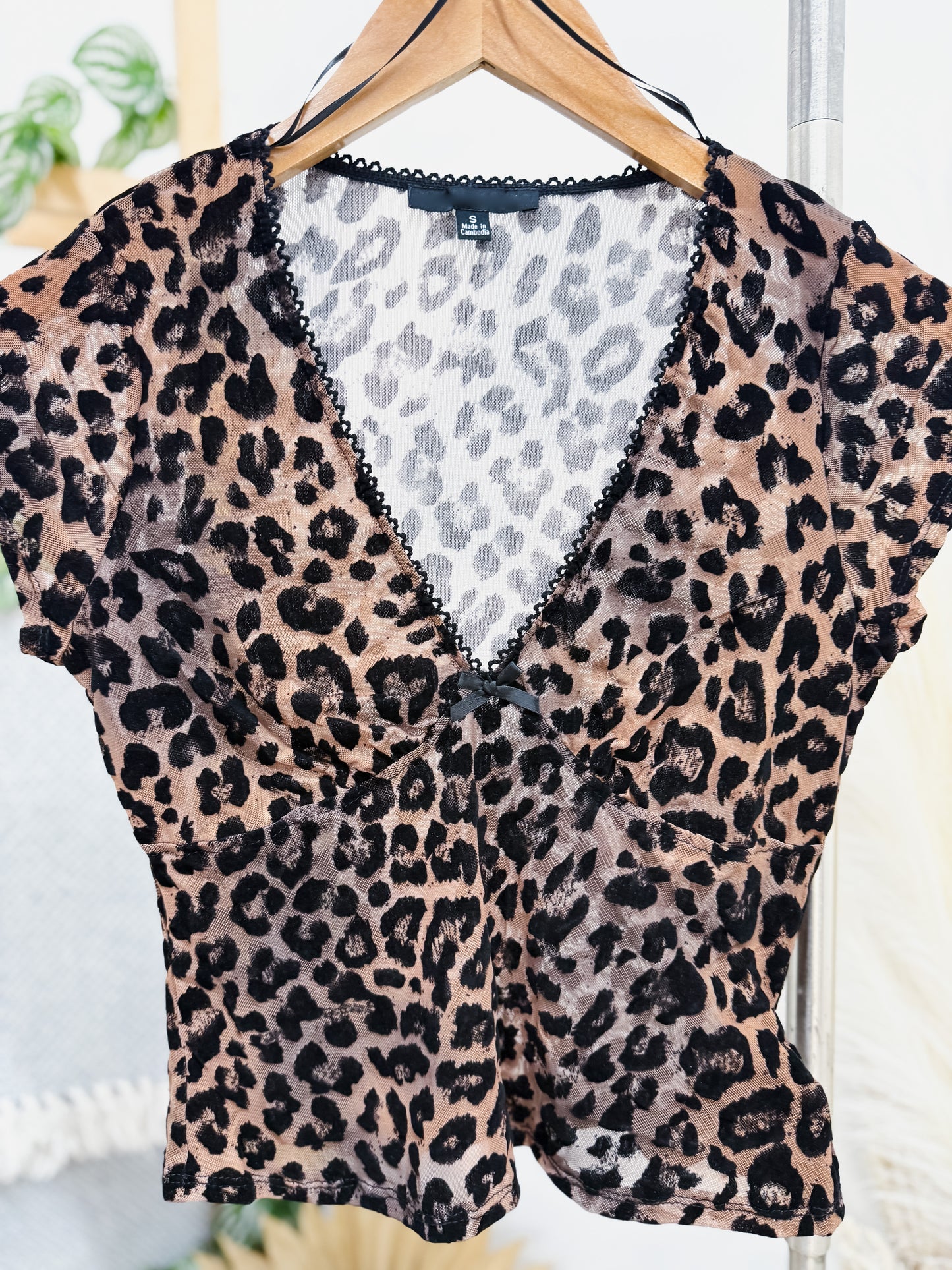 Dani Sheer Short Sleeve Cheetah Top