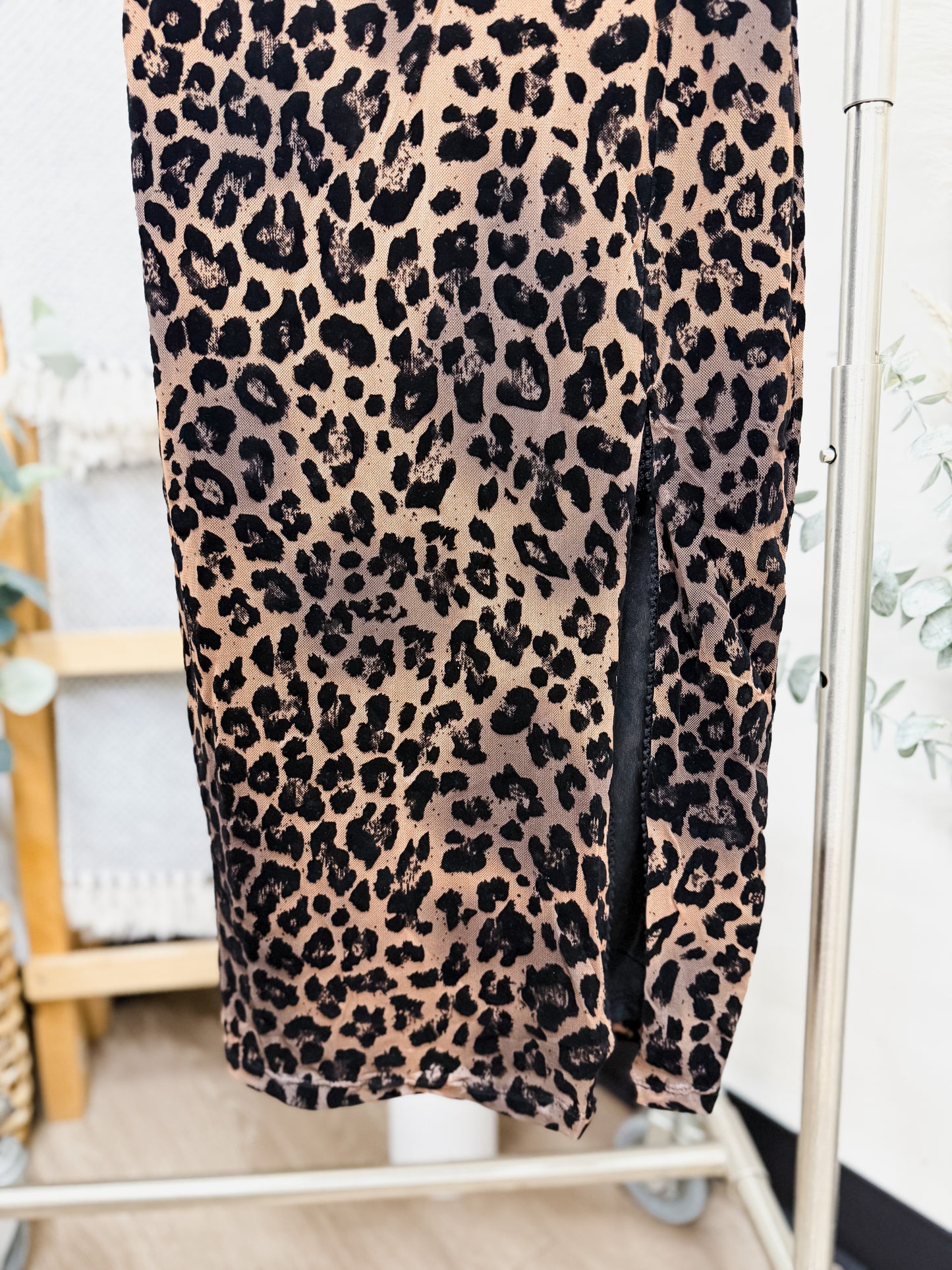 Priscilla Midi Strapless Leopard Dress