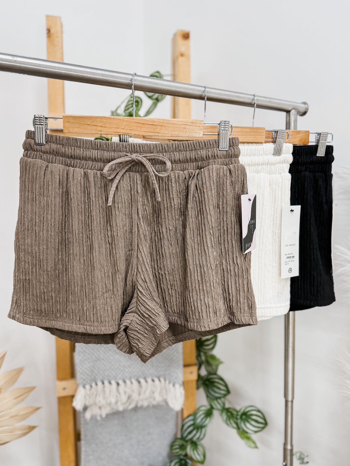 Dalia Stretch Crinkle Tie Waist Shorts