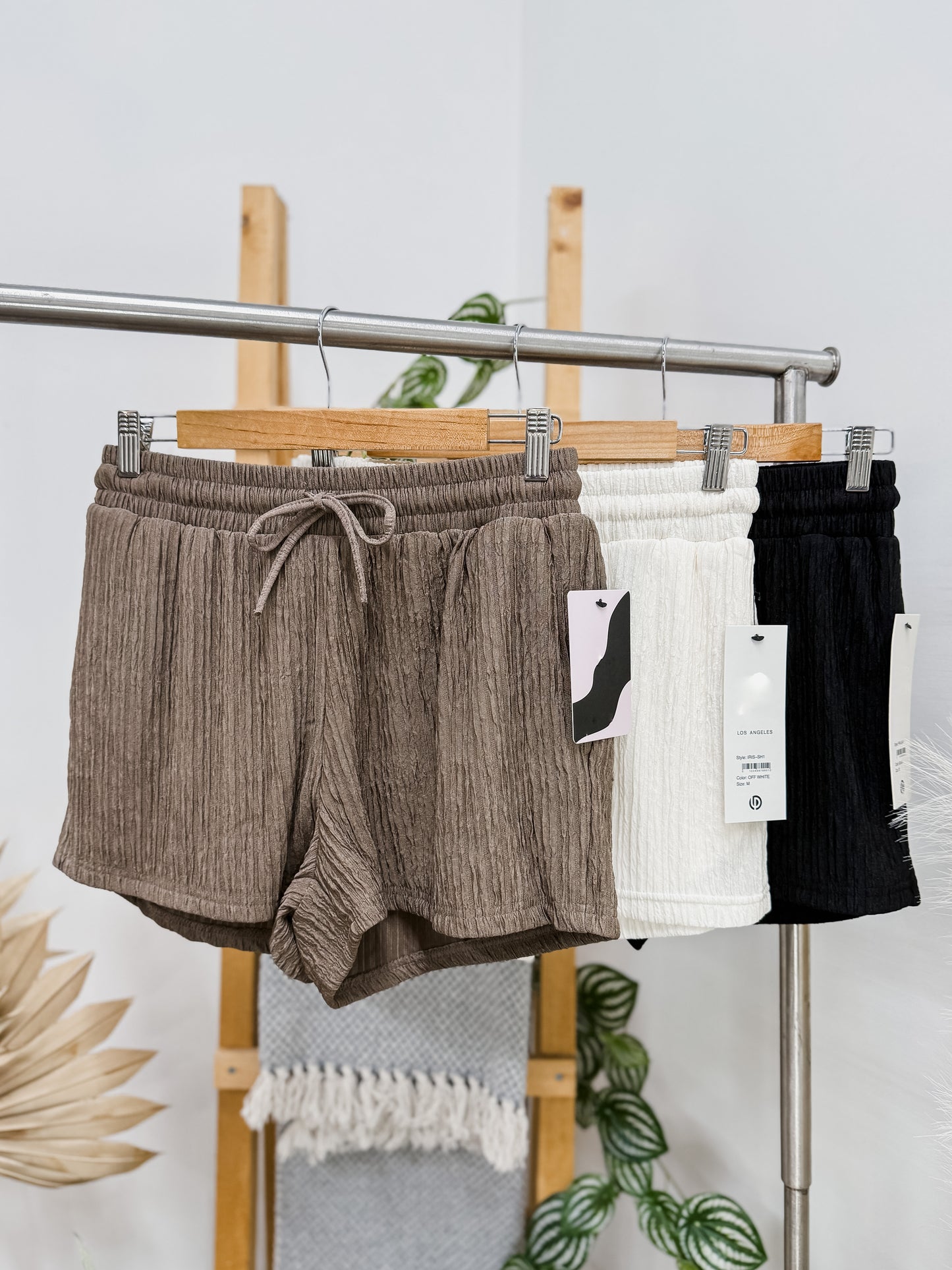 Dalia Stretch Crinkle Tie Waist Shorts