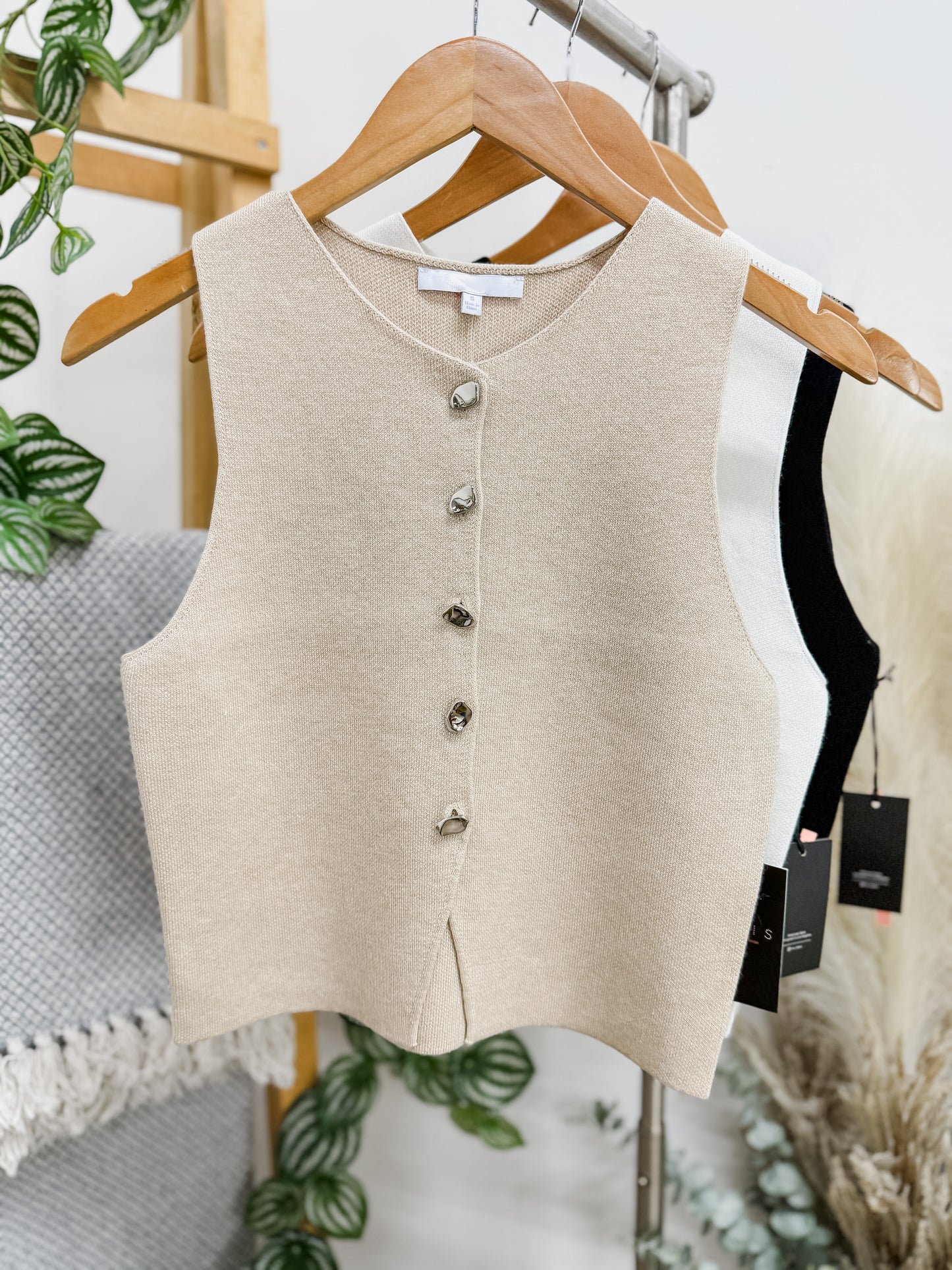 RESTOCK! Ava Button Knit Vest Top