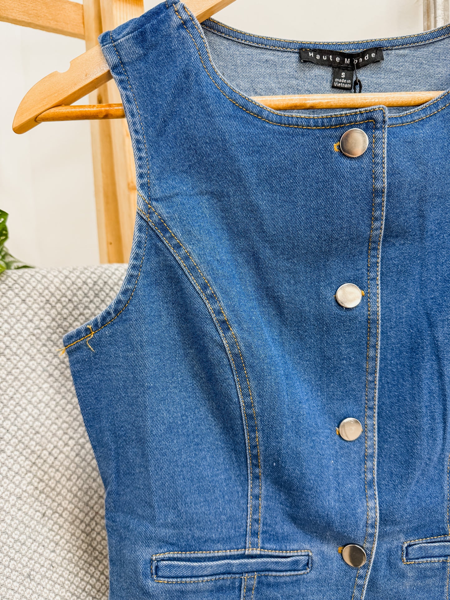 RESTOCK! Madison Denim Button Vest Top