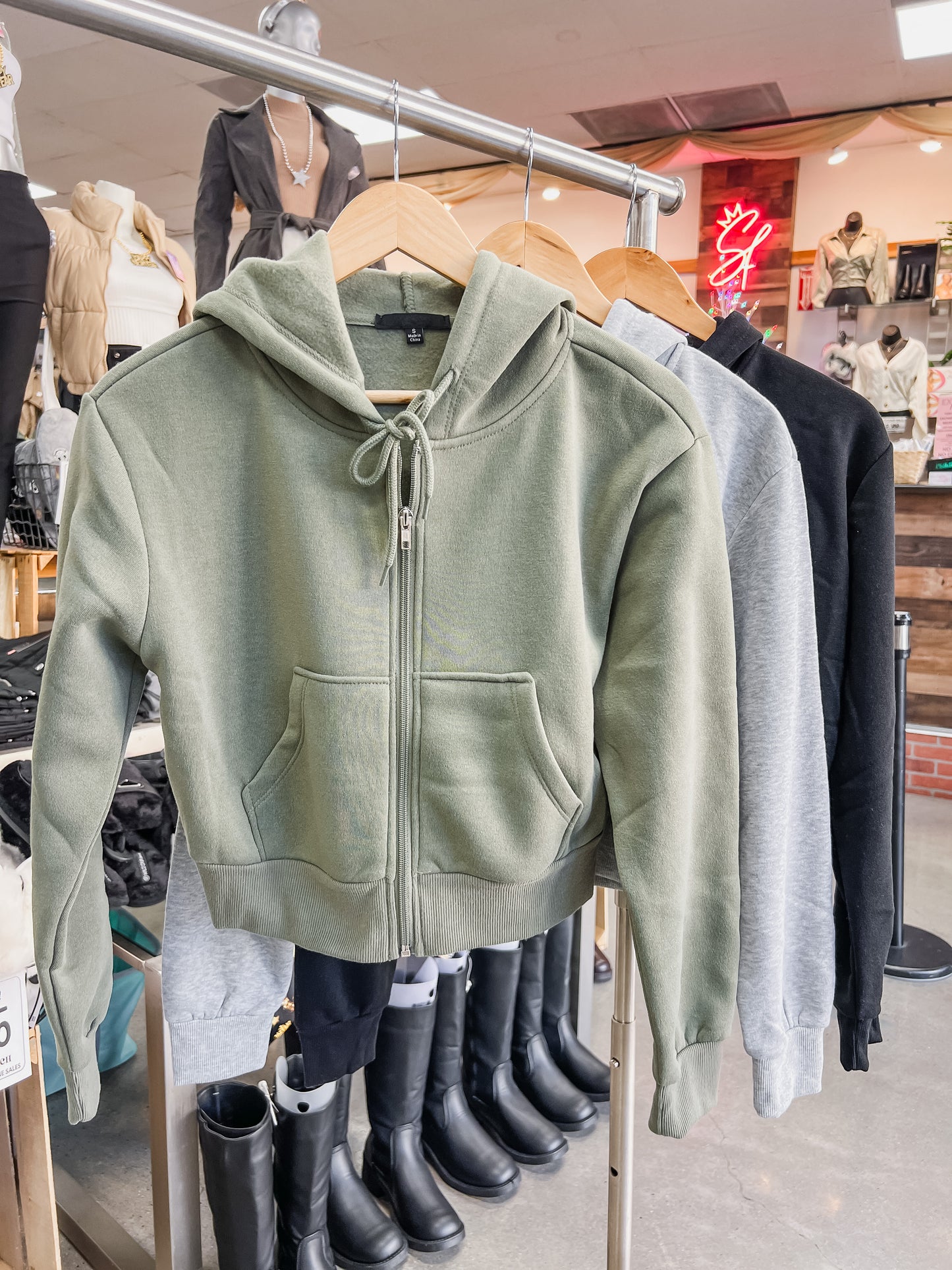 RESTOCK! Noelle Cropped Fleece Zip Hoodie
