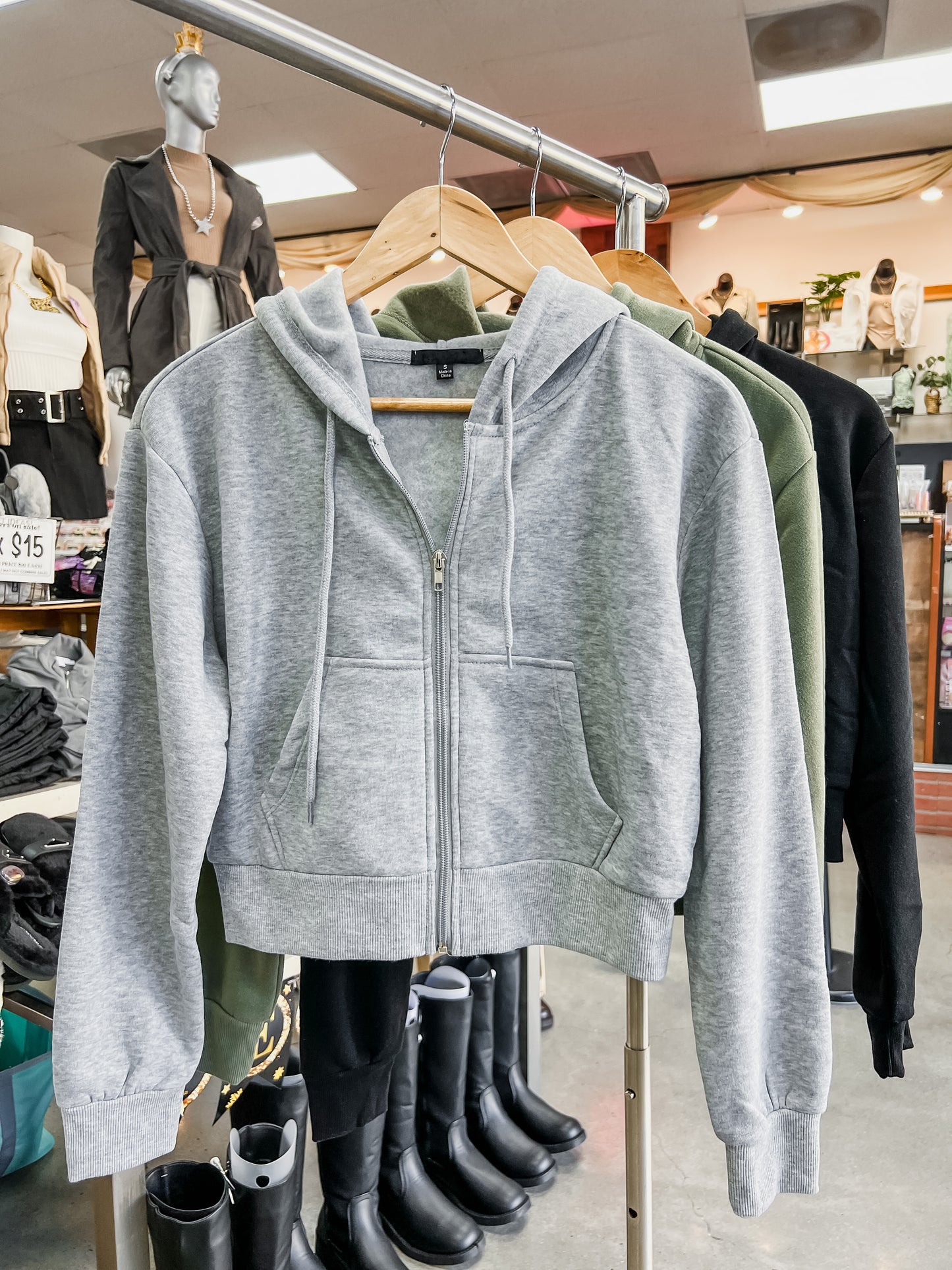 RESTOCK! Noelle Cropped Fleece Zip Hoodie
