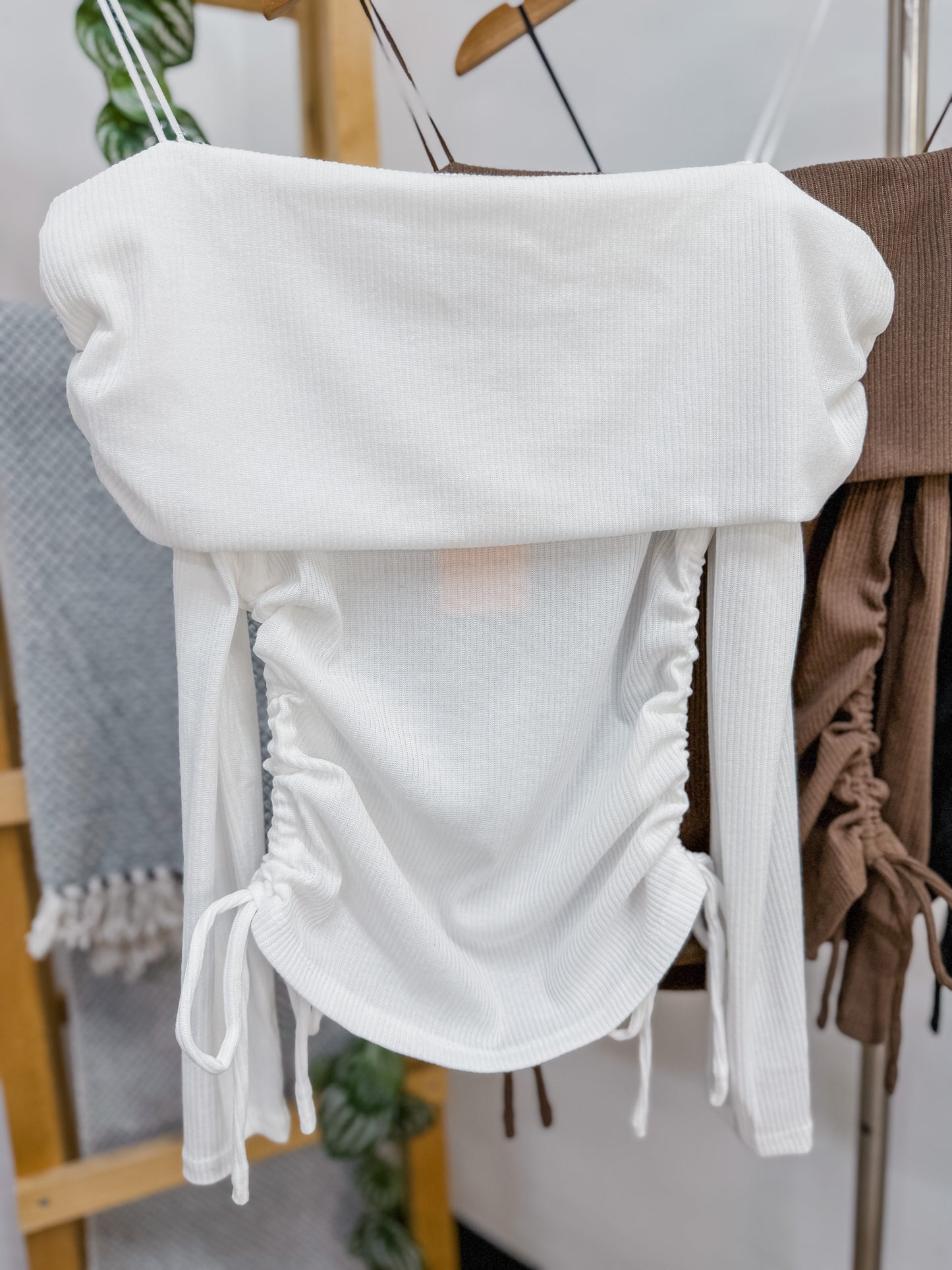Meghan Off Shoulder Ribbed Top