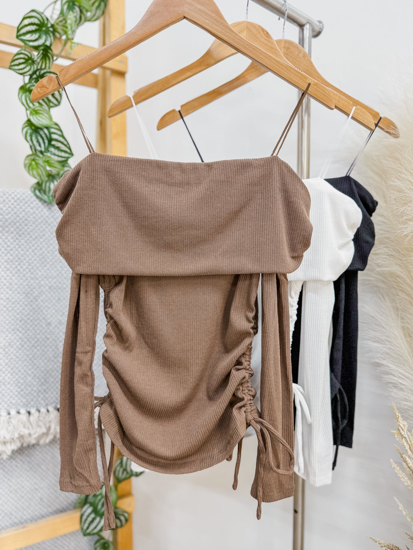 Meghan Off Shoulder Ribbed Top