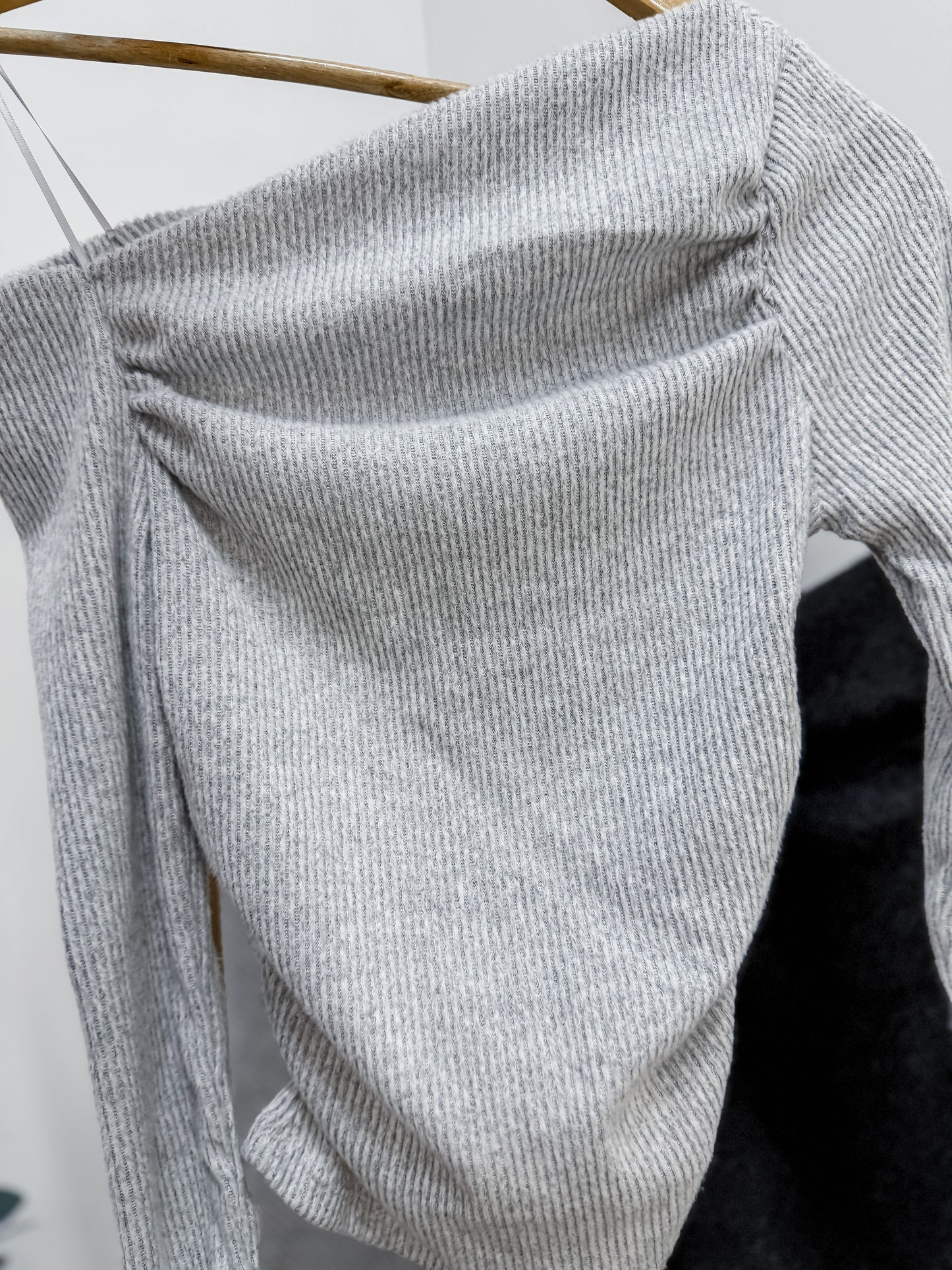 Belen Asymmetrical Neckline Heather Top