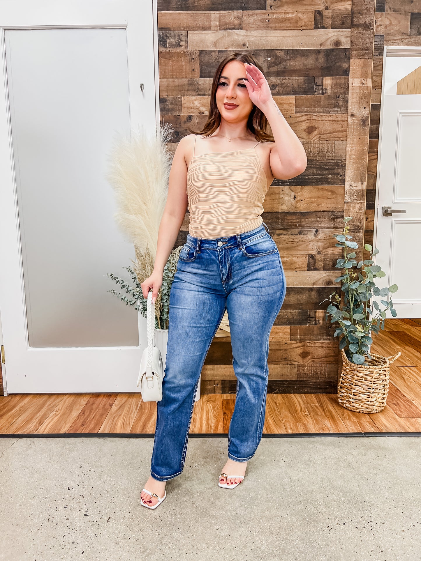 Meg Asymmetrical Textured Bodysuit