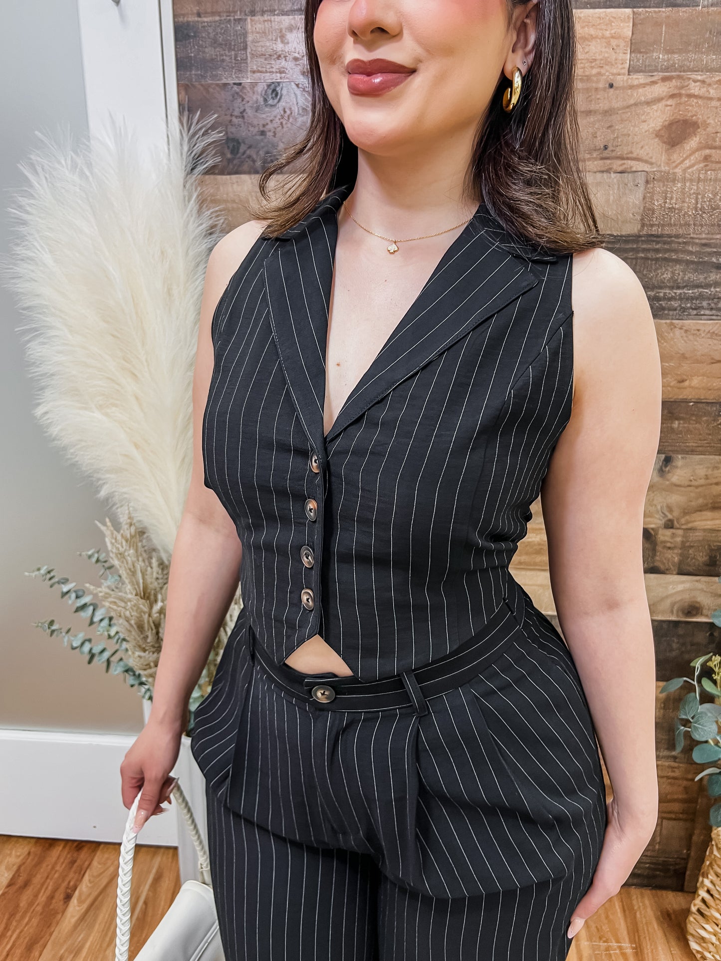 Claudia Pinstripe Vest Top