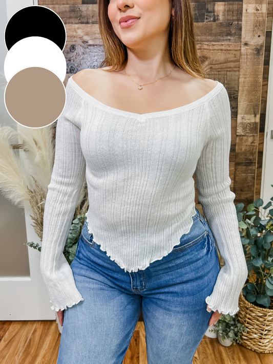 RESTOCK! Josie Pointed Hem Long Sleeve Top