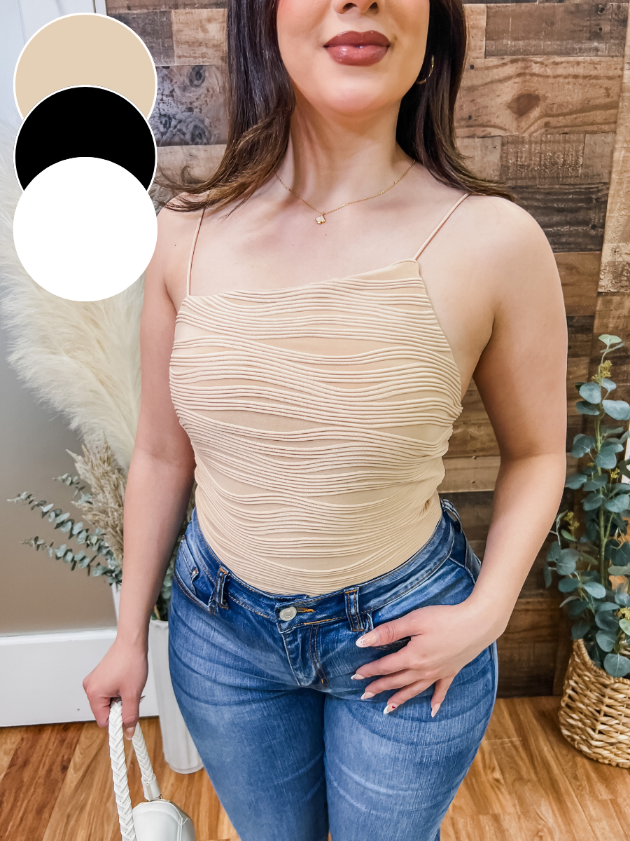 Meg Asymmetrical Textured Bodysuit