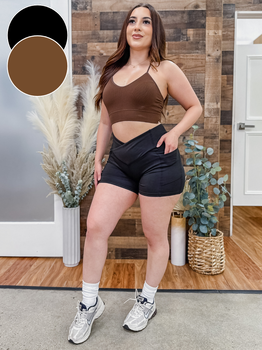 RESTOCK! Elle Crossover Waistband Stretch Shorts