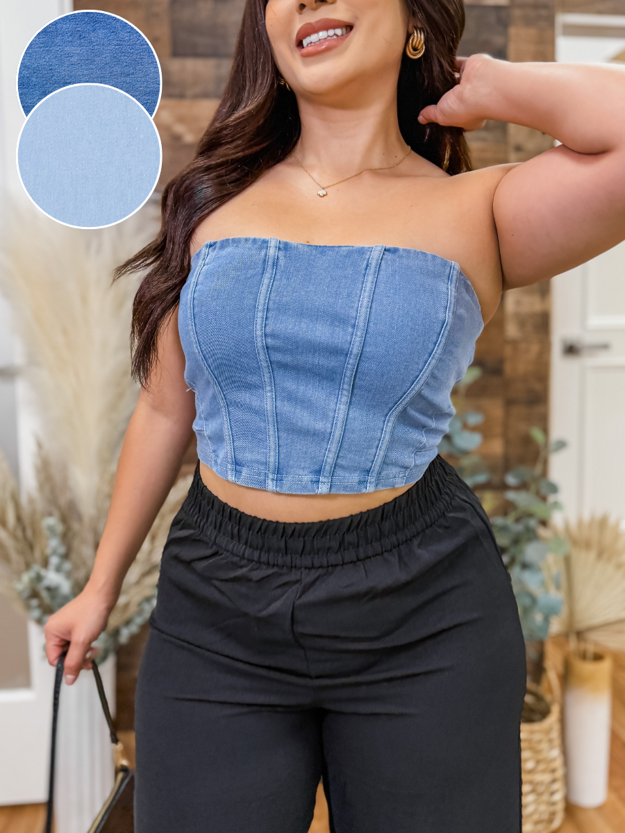 Jazmin Denim Strapless Top