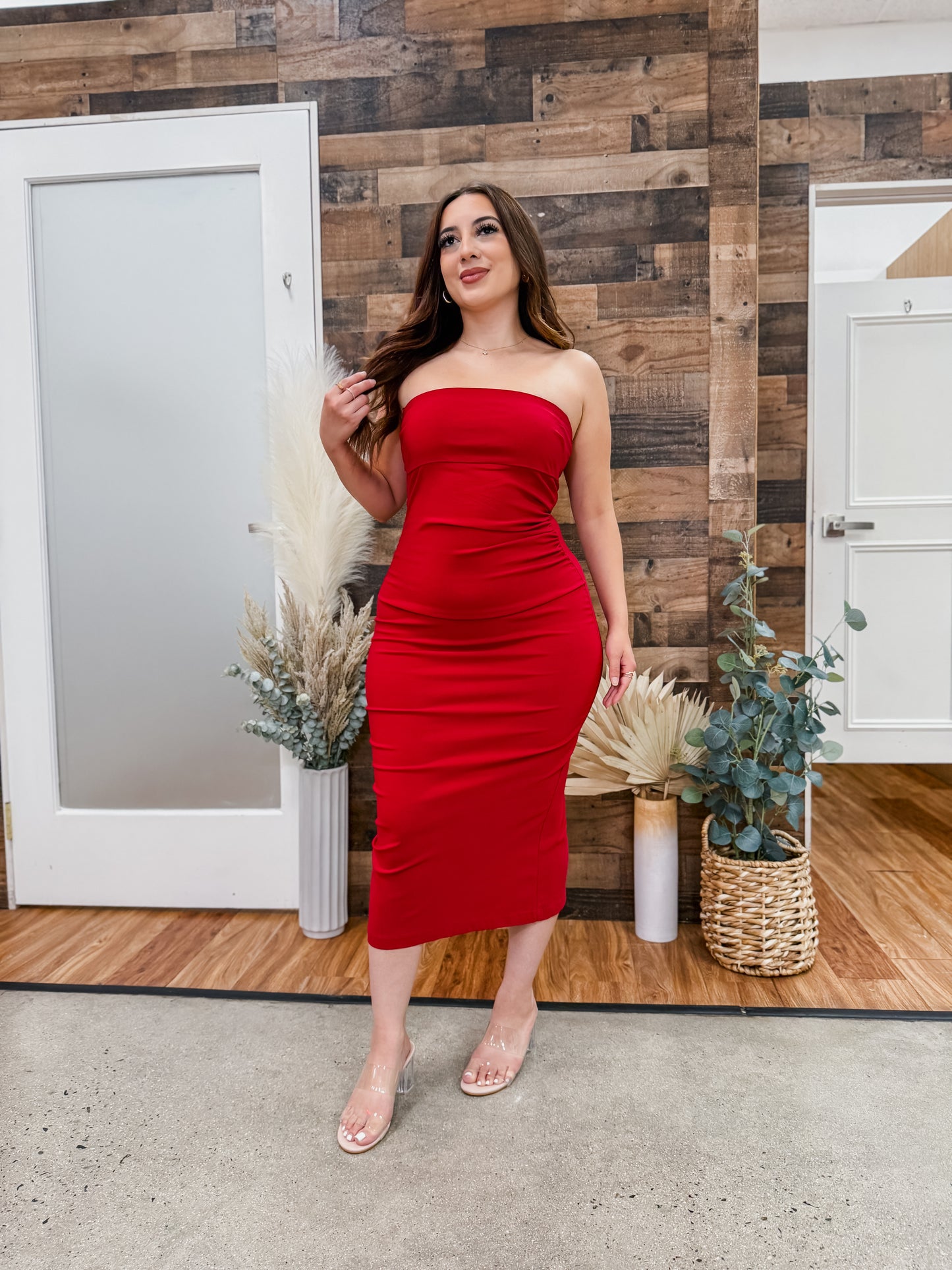 Devan Midi Stretch Ruched Dress