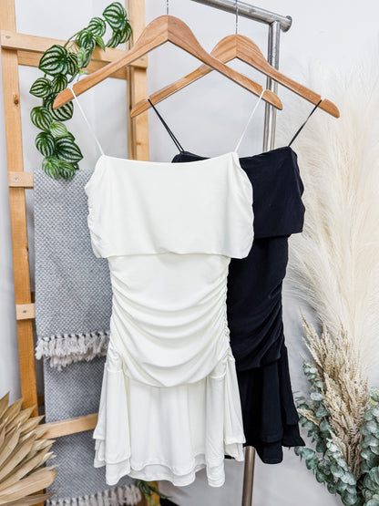 Gabrielle Off Shoulder Drop Waist Dress