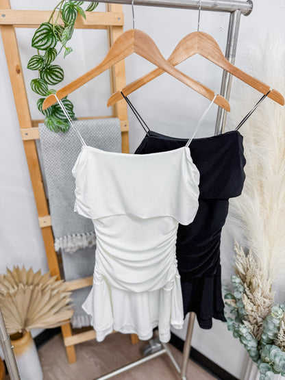 Gabrielle Off Shoulder Drop Waist Dress