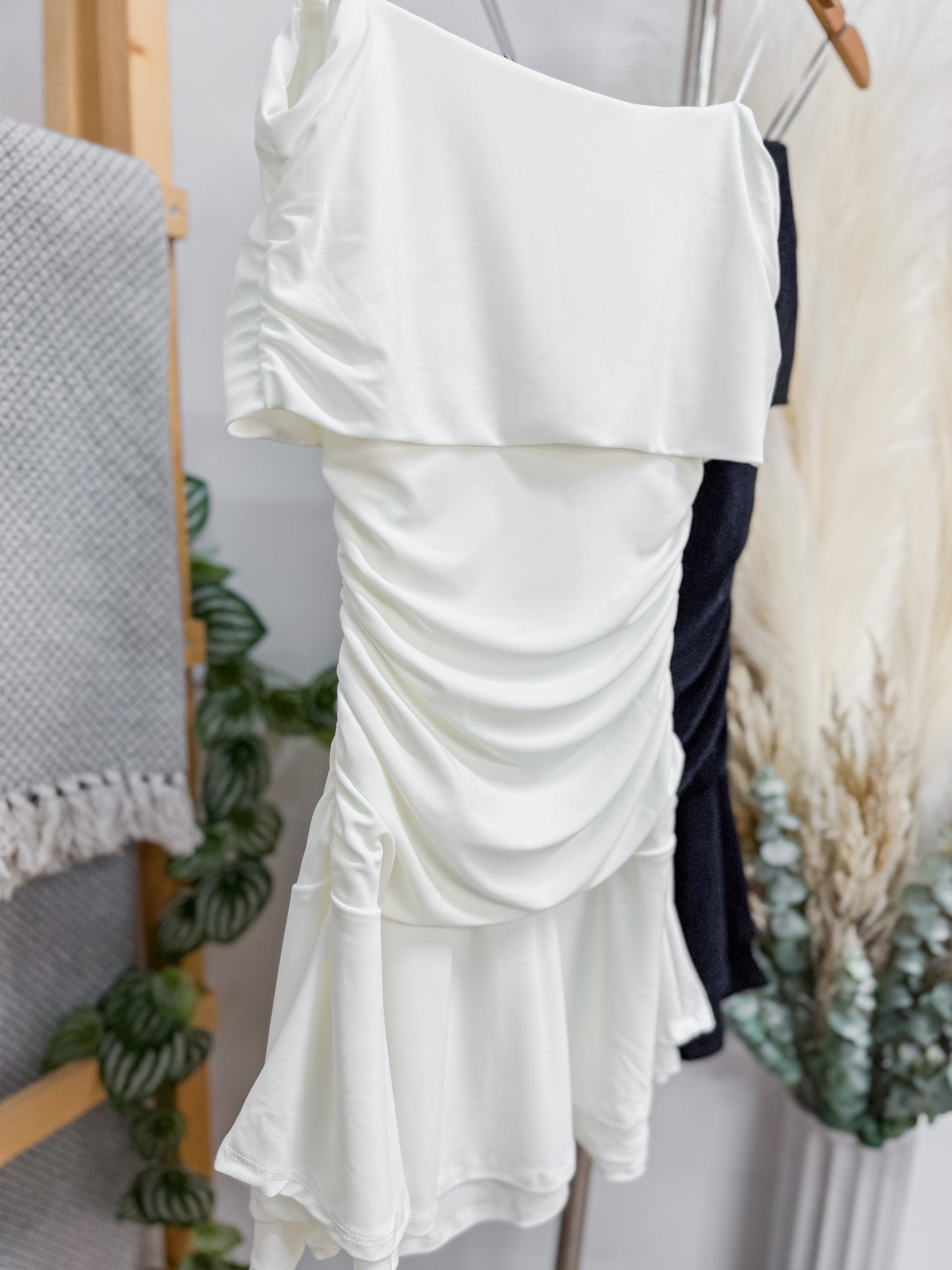 Gabrielle Off Shoulder Drop Waist Dress