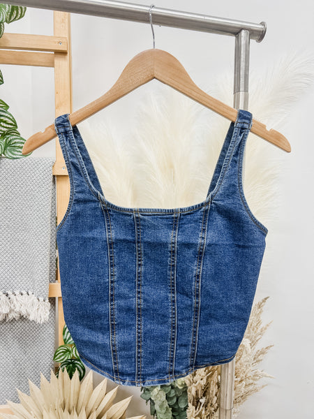 Melody Denim Corset Style Top